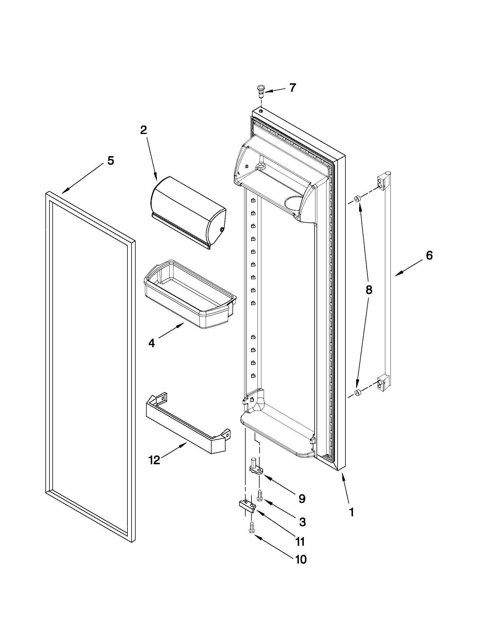 Ikea ID5HHEXWS03 refrigerator door parts diagram