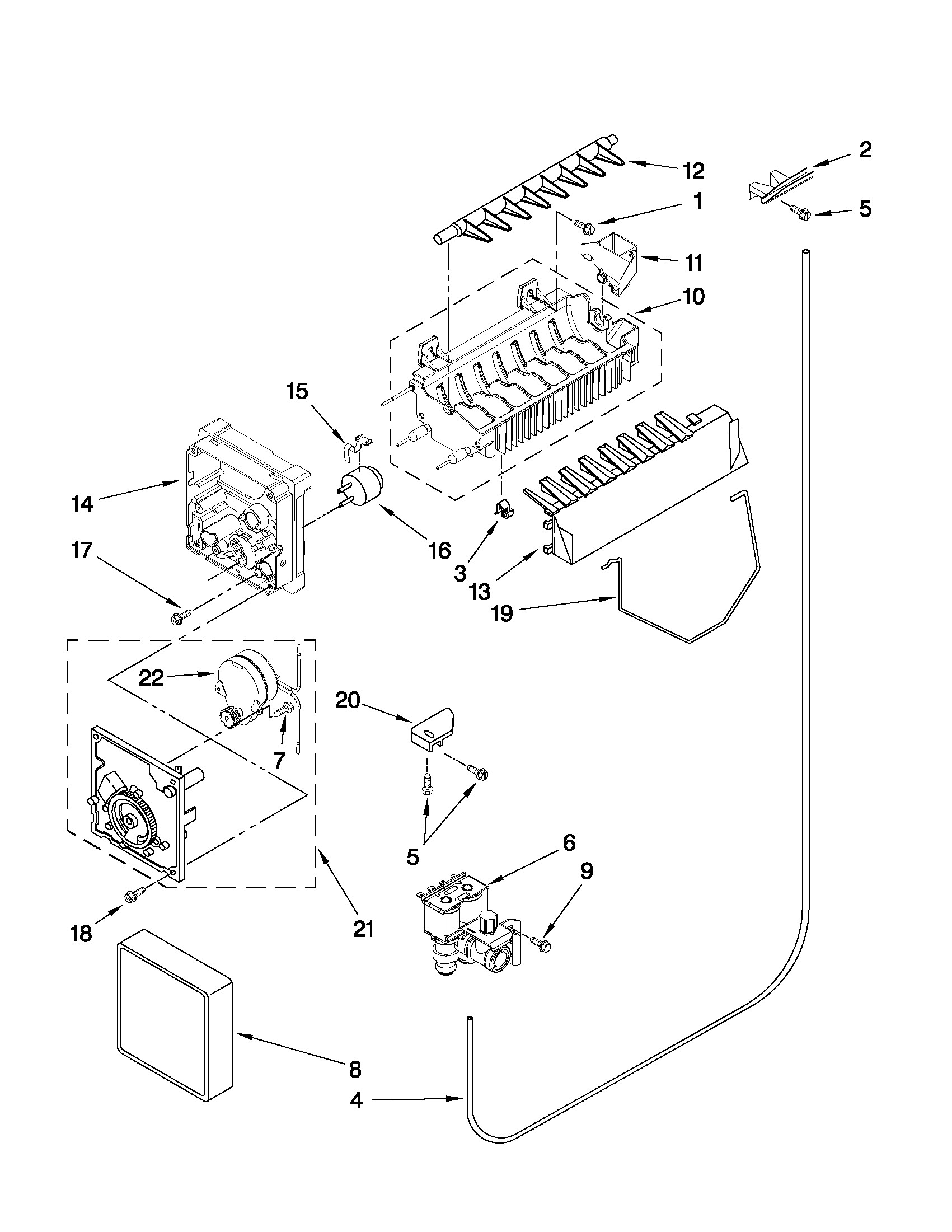 Ikea ID5HHEXWS03 icemaker parts diagram
