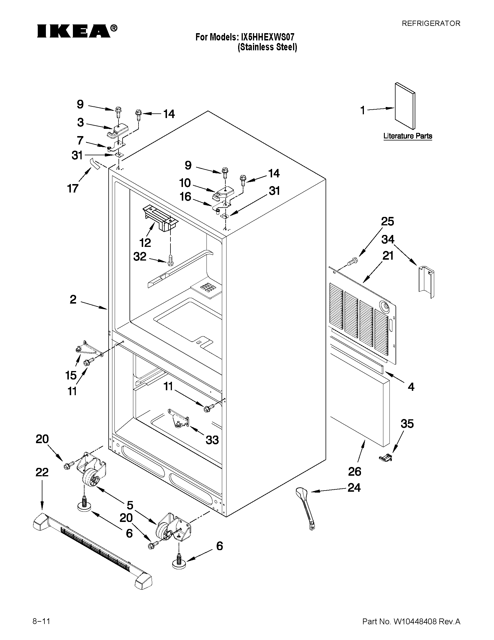 Ikea IX5HHEXWS07 cabinet parts diagram