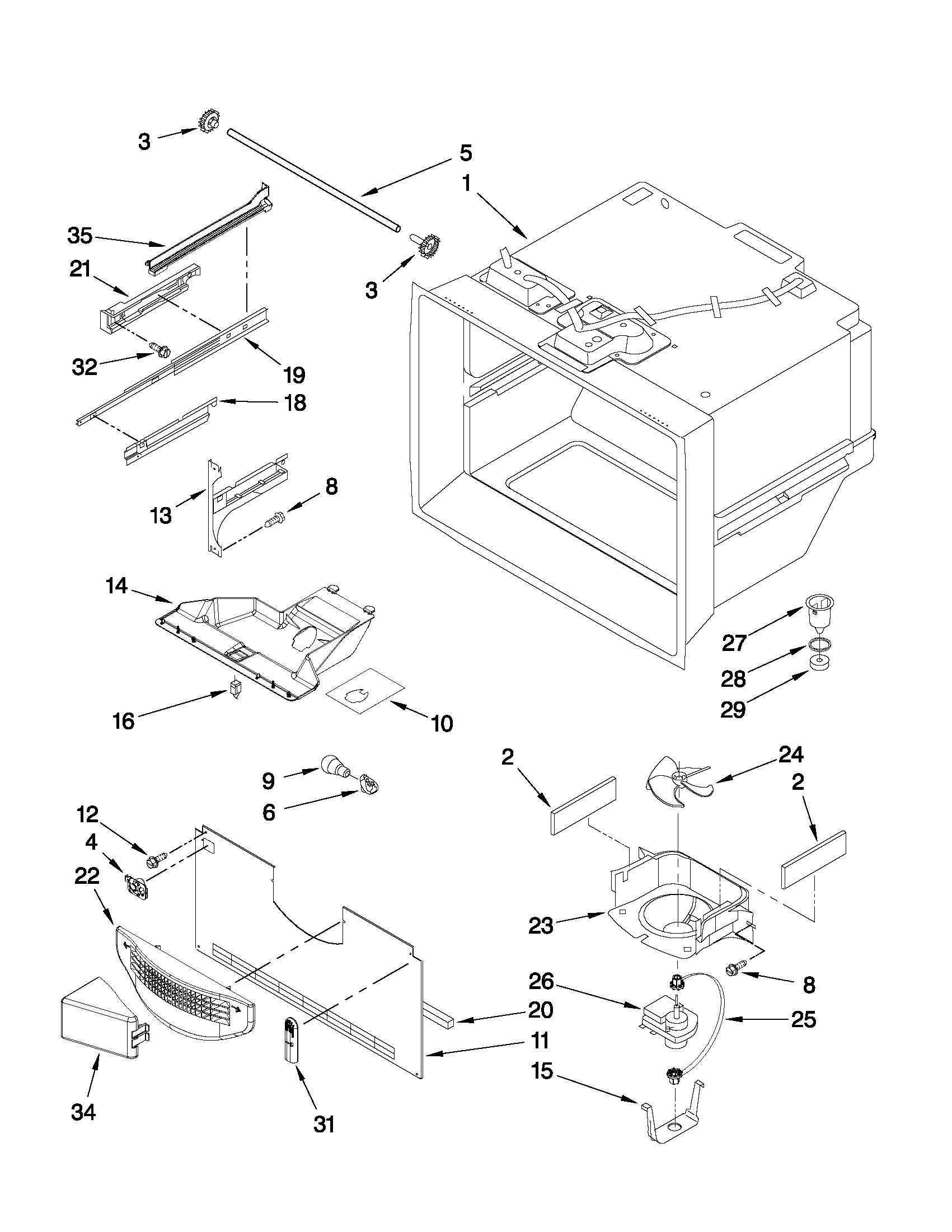 Ikea IX5HHEXWS07 freezer liner parts diagram