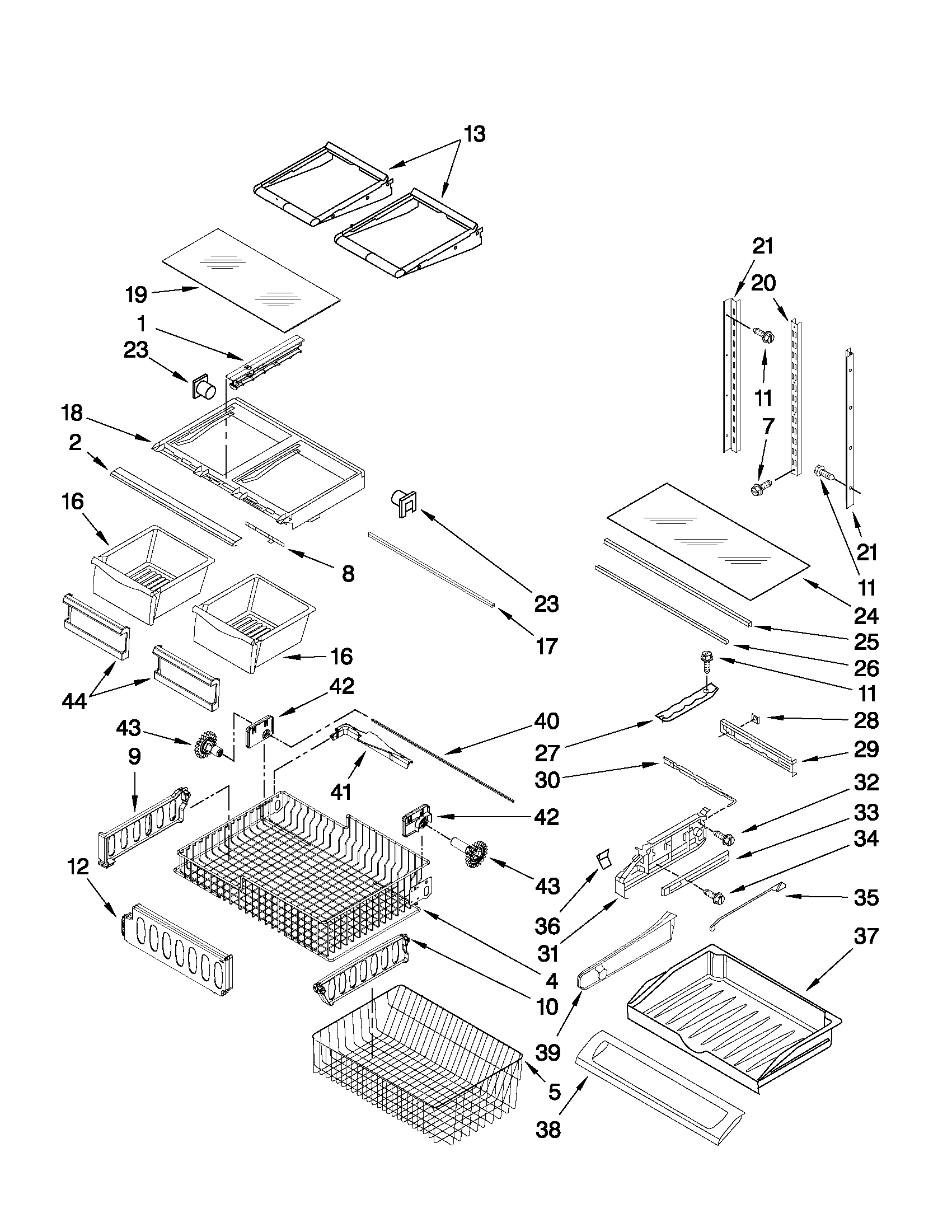 Ikea IX5HHEXWS07 shelf parts diagram