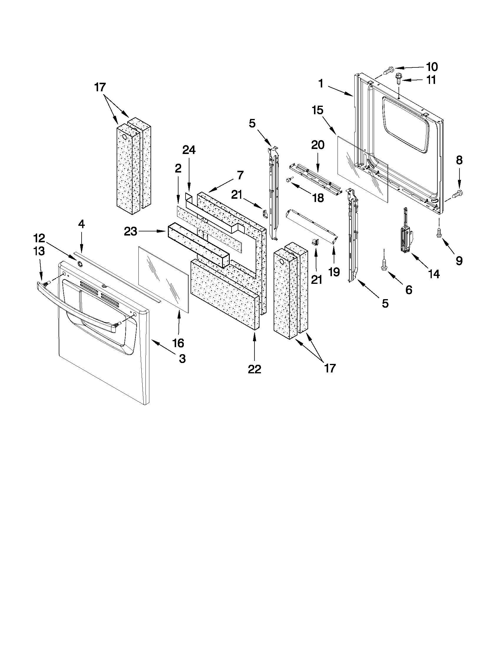 Amana AGG222VDW0 oven door and drawer parts diagram