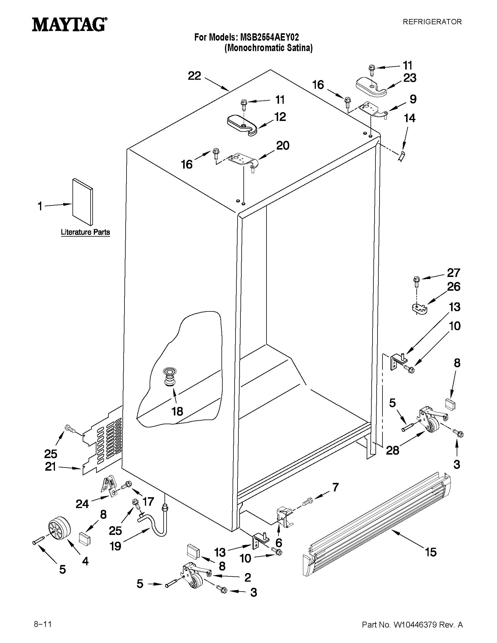 Maytag MSB2554AEY02 cabinet parts diagram
