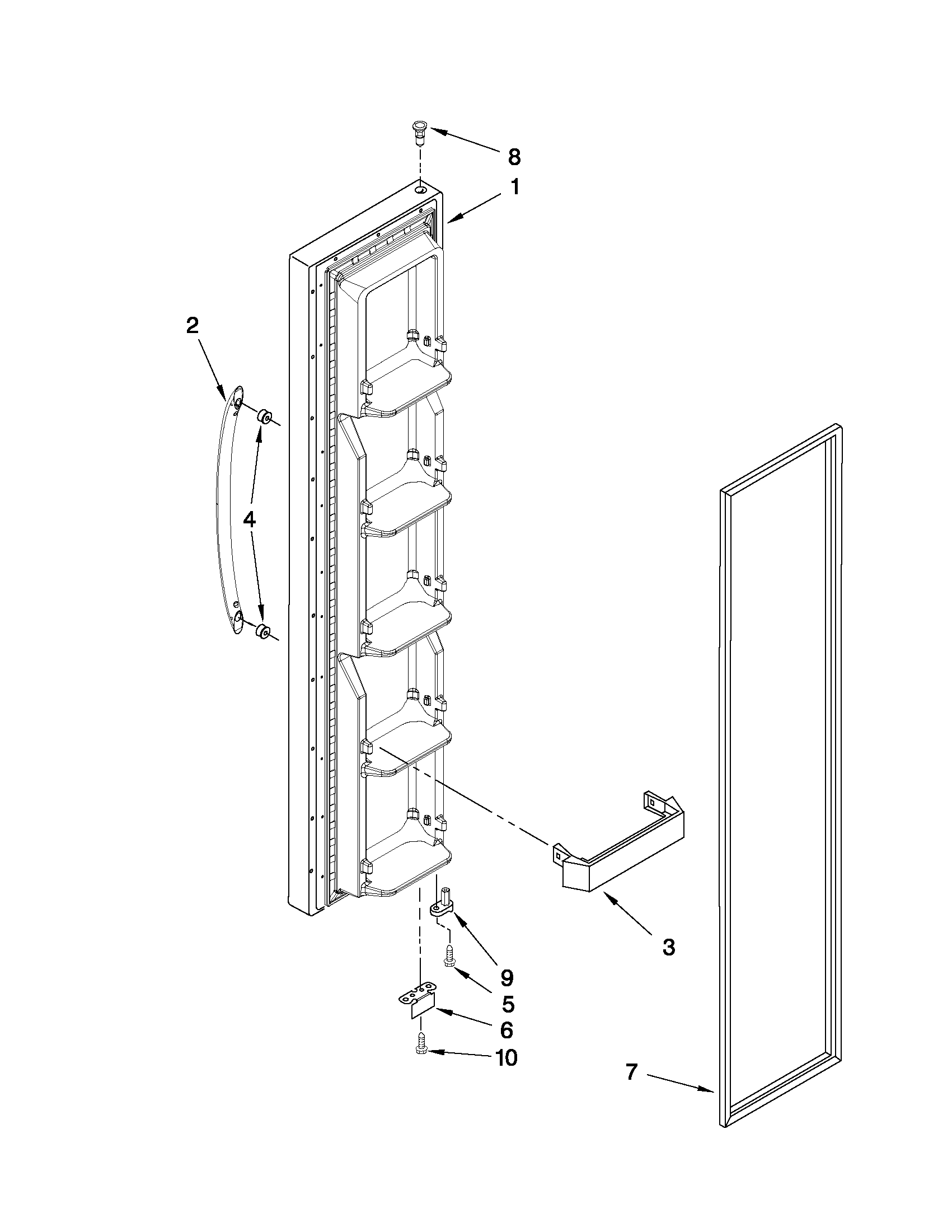 Maytag MSB2554AEY02 freezer door parts diagram