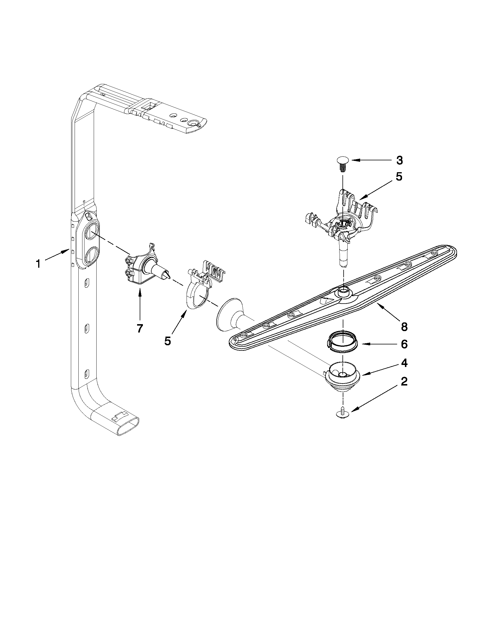 Amana ADB1400AWW4 upper wash and rinse parts diagram