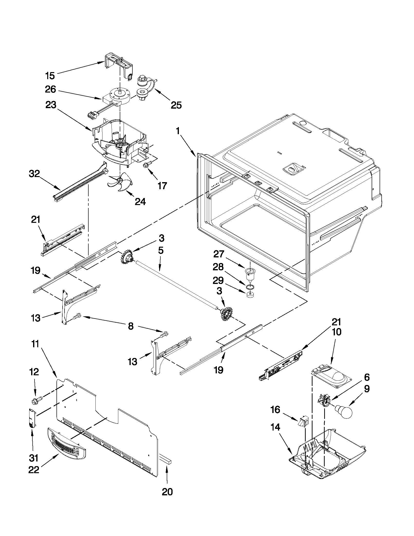 Maytag MFI2569YEW1 freezer liner parts diagram