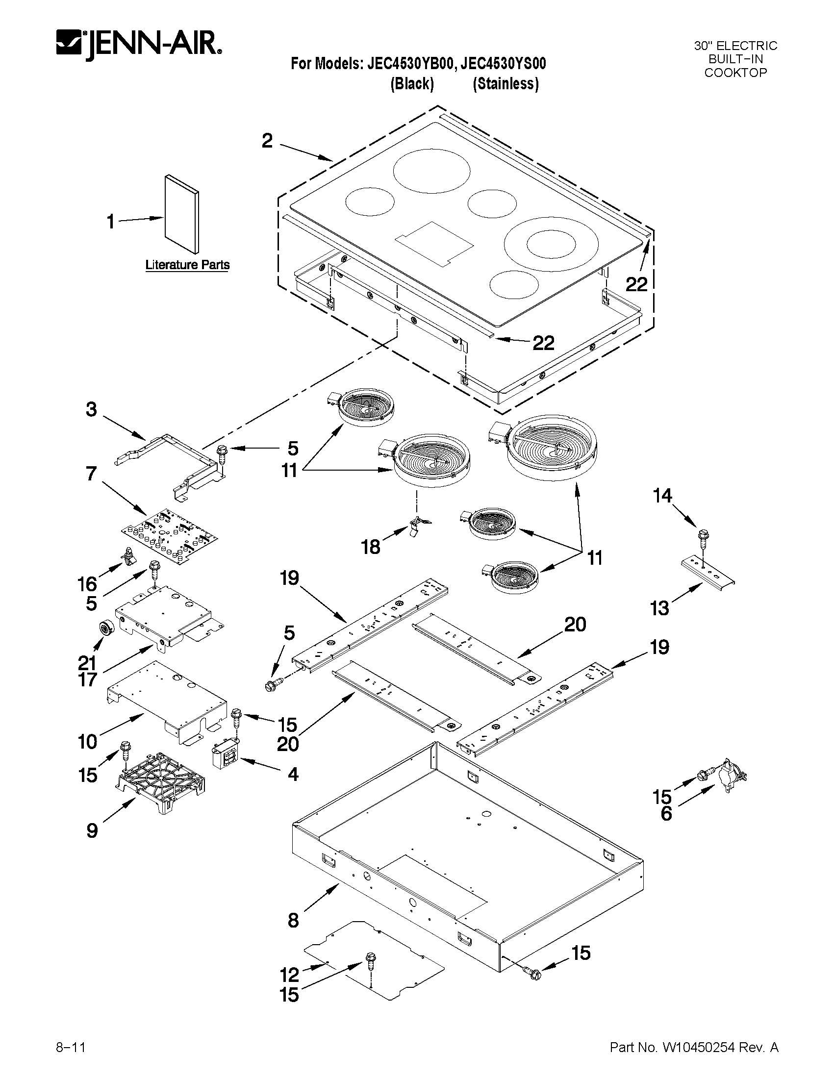 Jenn-Air JEC4530YS00 cooktop parts diagram
