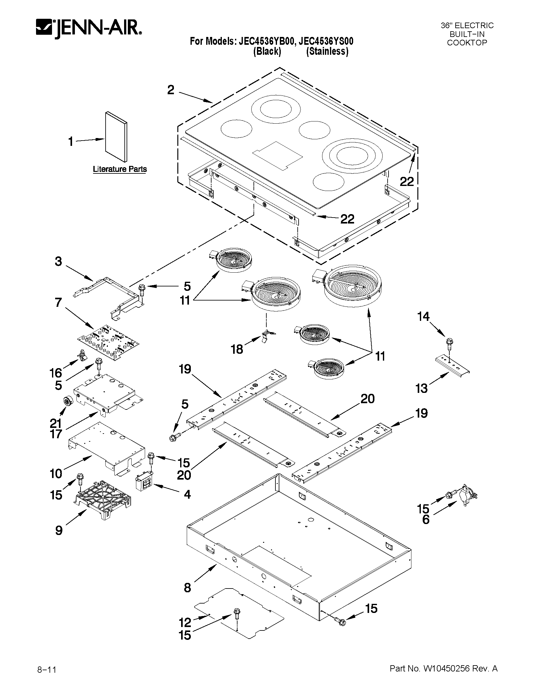 Jenn-Air JEC4536YB00 cooktop parts diagram