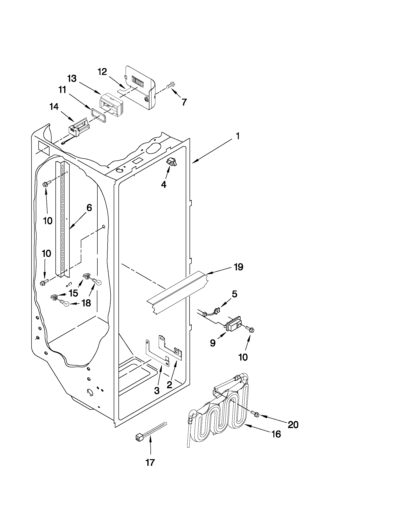 Whirlpool GC3SHAXVS03 refrigerator liner parts diagram