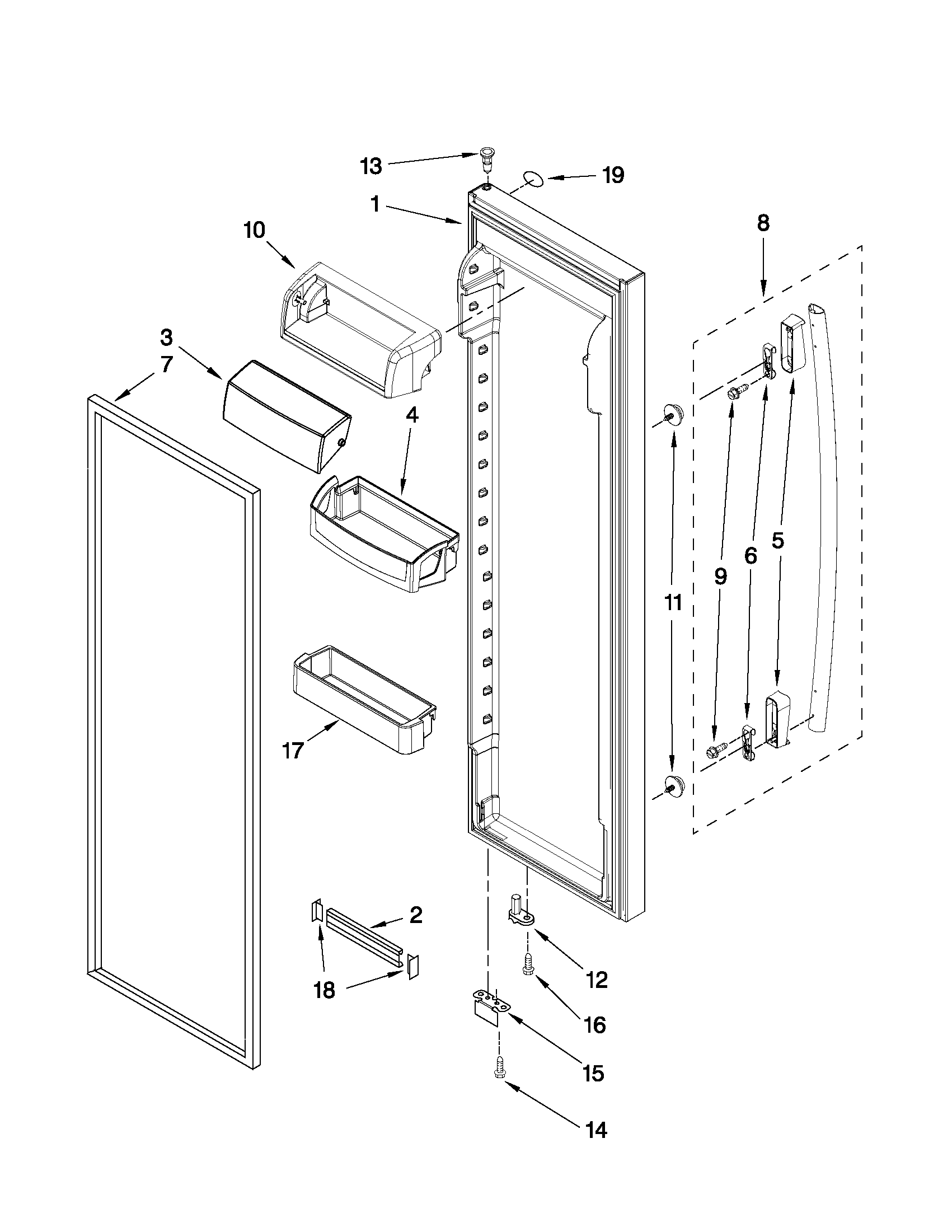 Whirlpool GC3SHAXVS03 refrigerator door parts diagram
