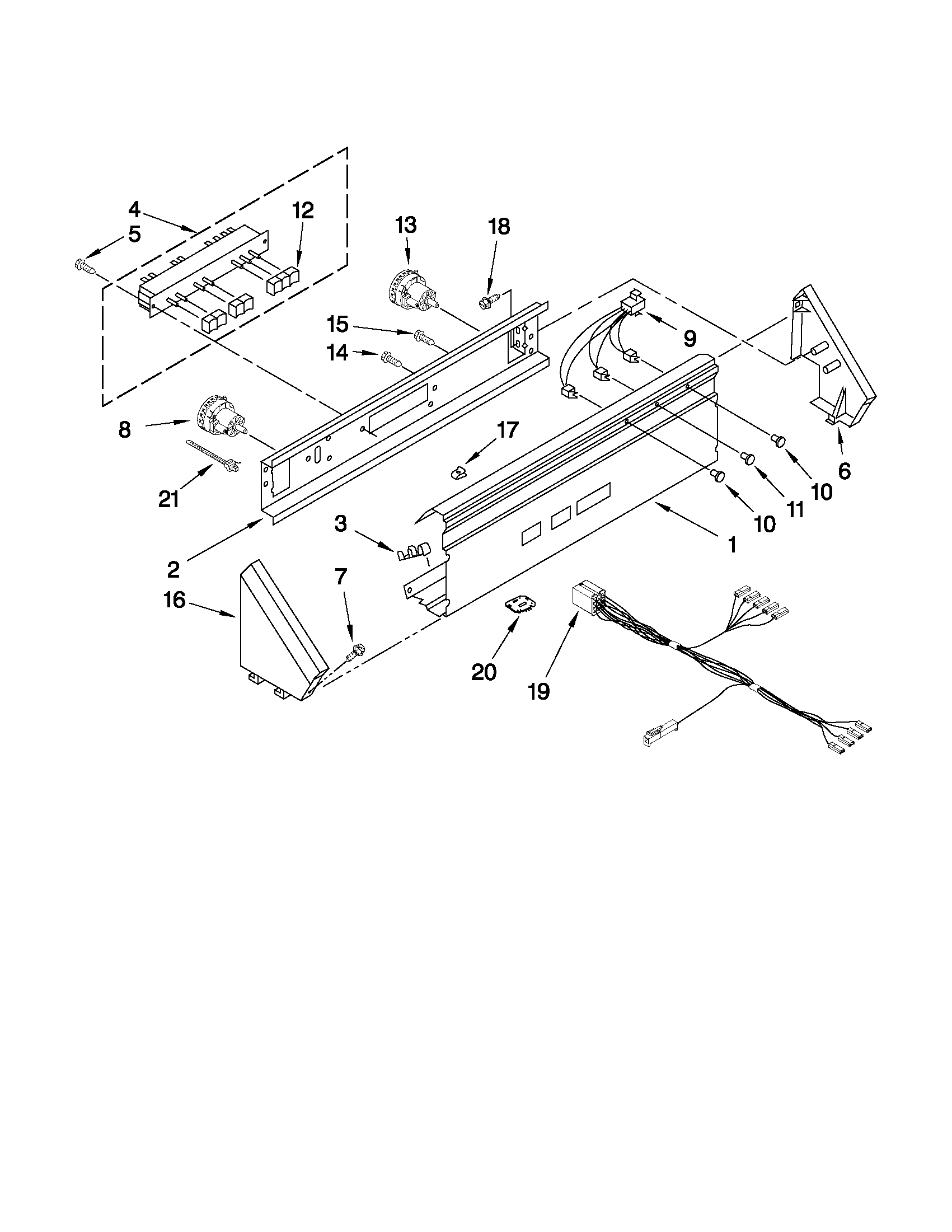 Whirlpool CAM2762TQ3 control panel parts diagram