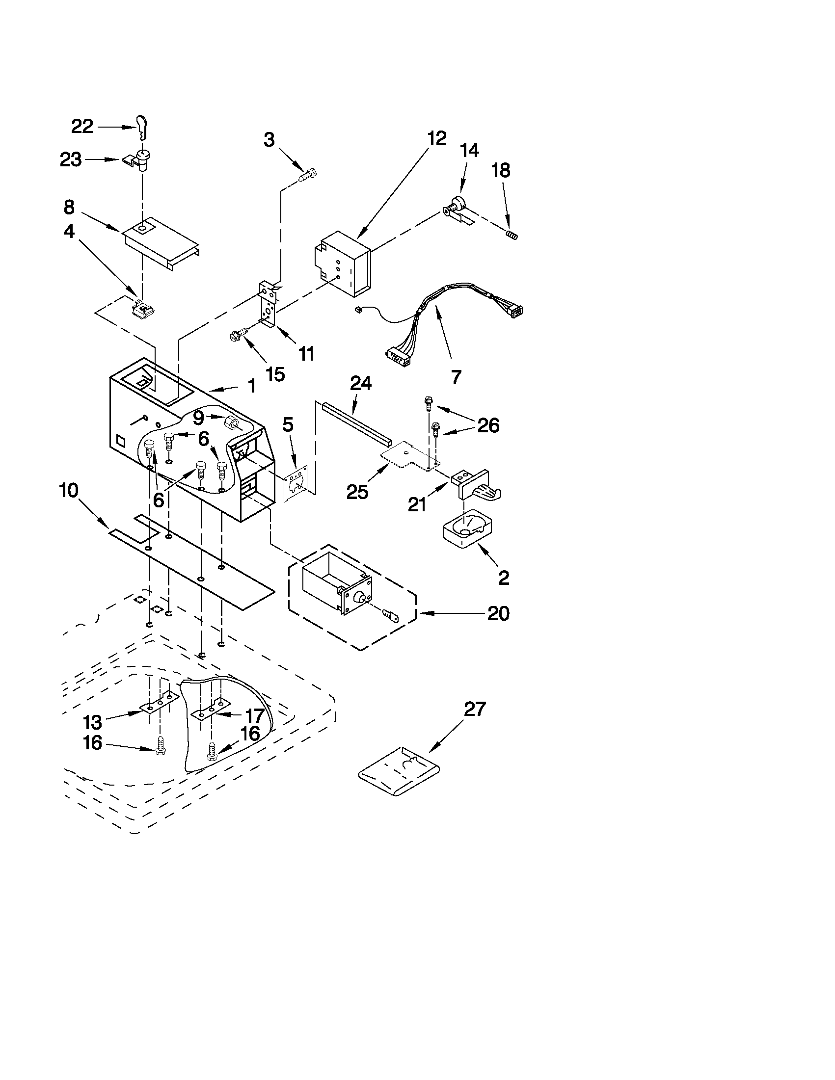 Whirlpool CAM2762TQ3 meter case parts diagram