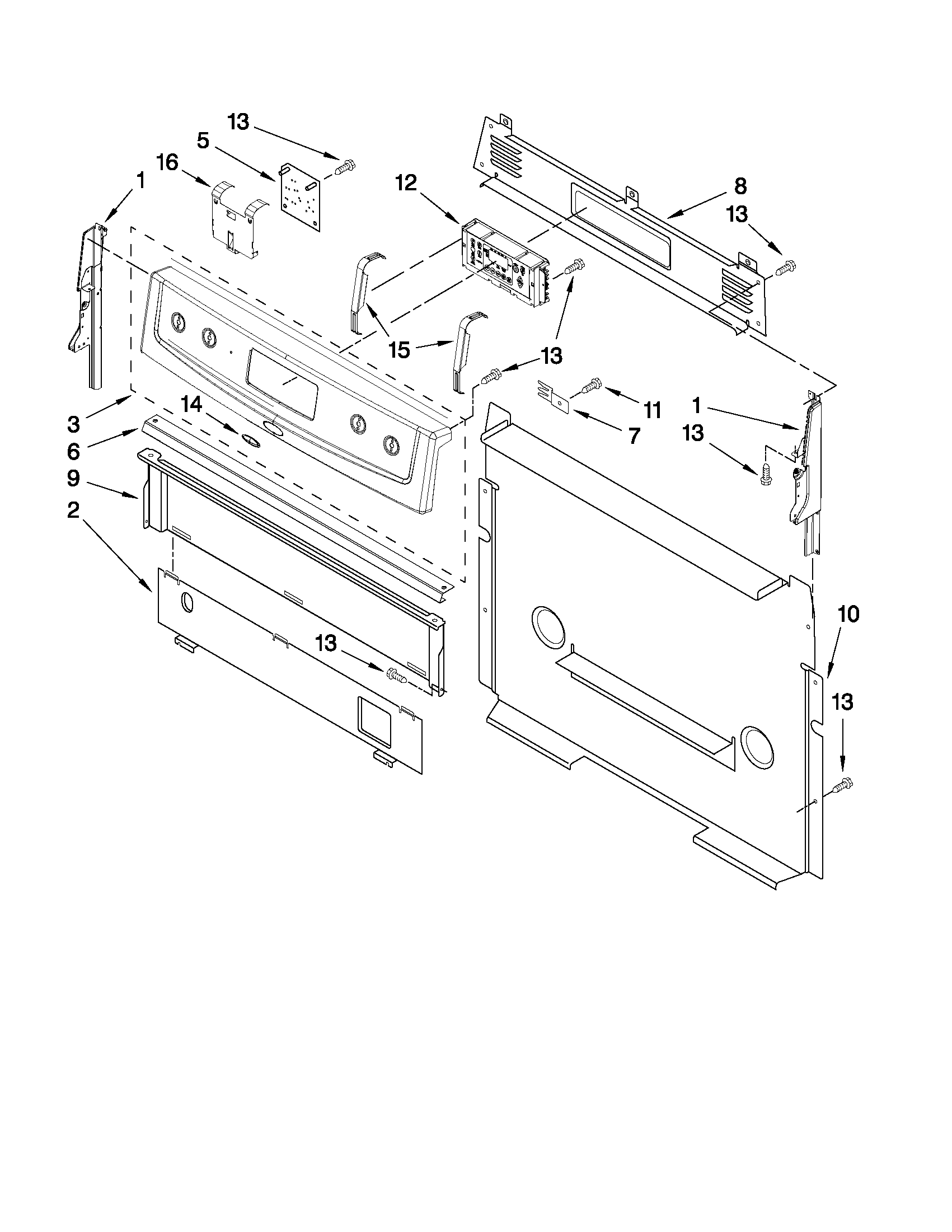 Whirlpool WFG366LVB0 control panel parts diagram