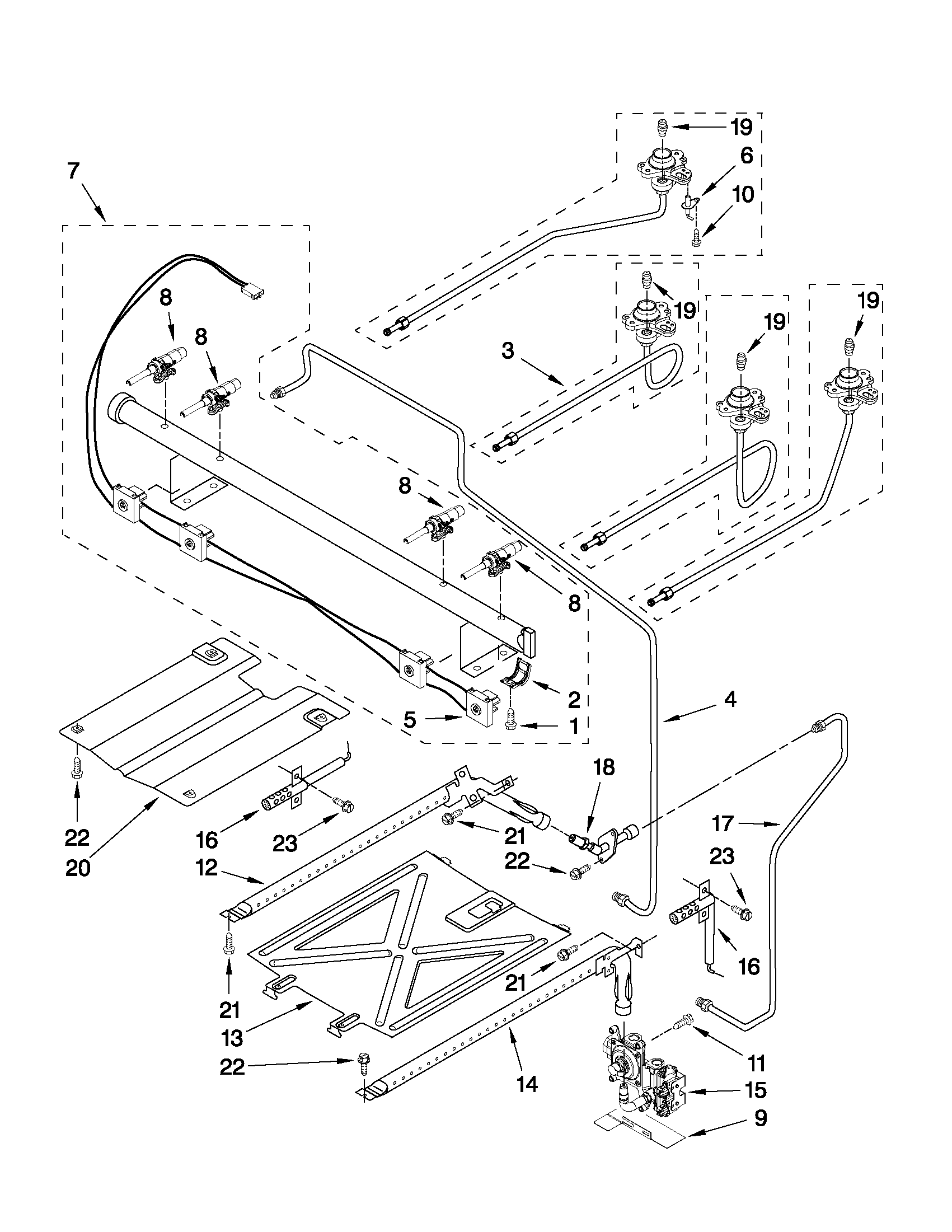 Whirlpool WFG366LVB0 manifold parts diagram