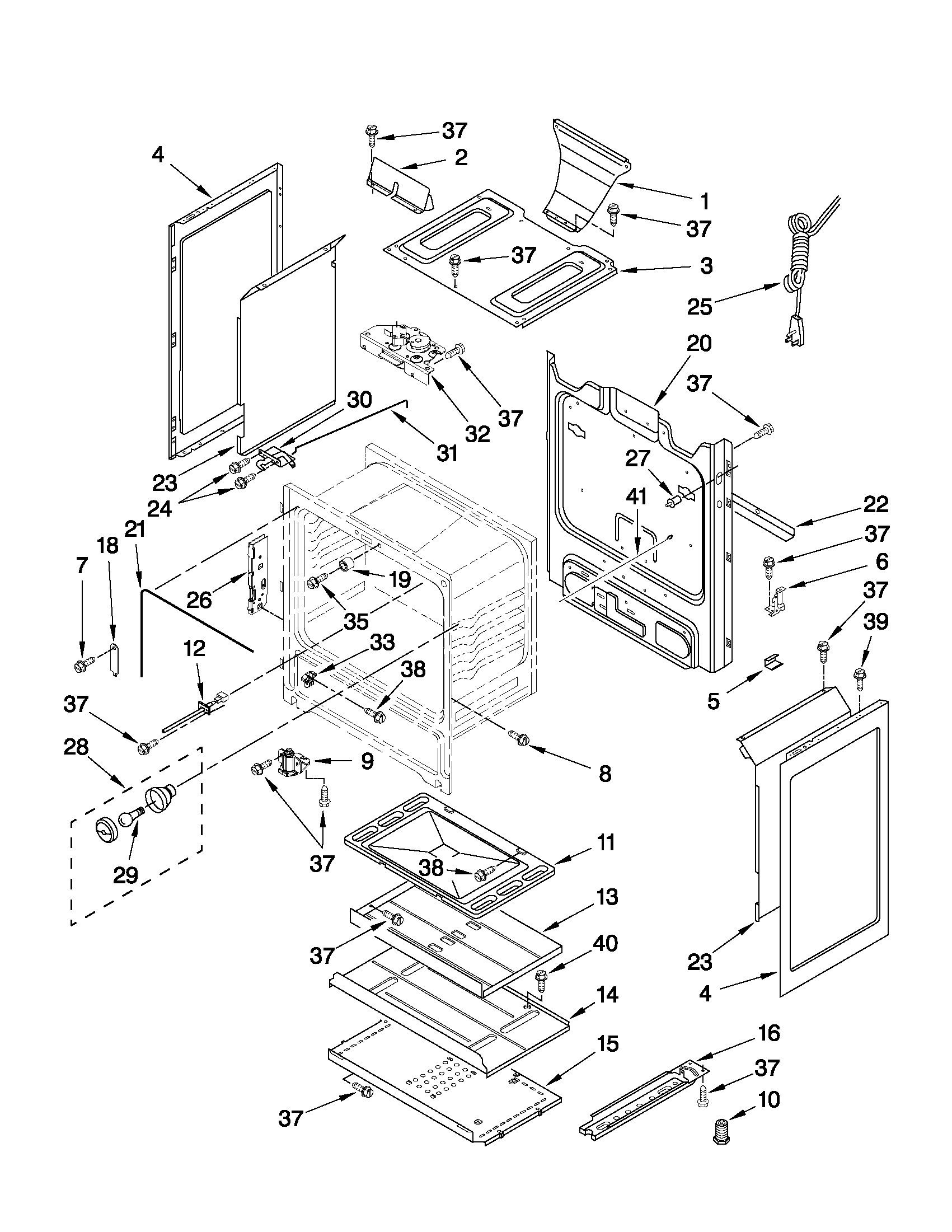 Whirlpool WFG366LVB0 chassis parts diagram