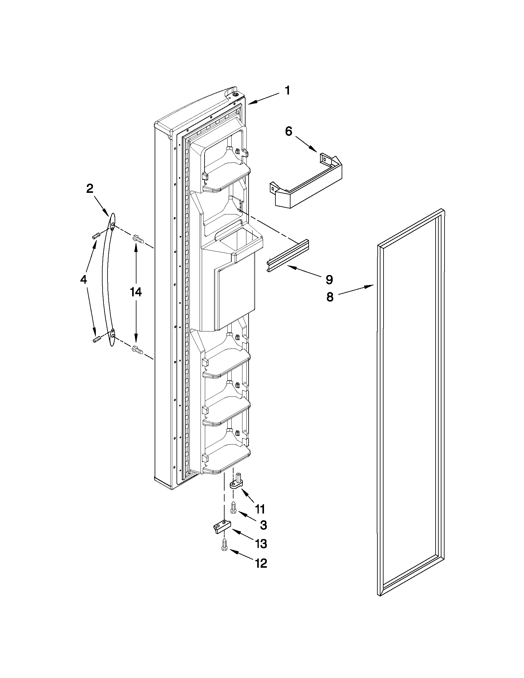 Whirlpool 6GD25DCXHW12 freezer door parts diagram