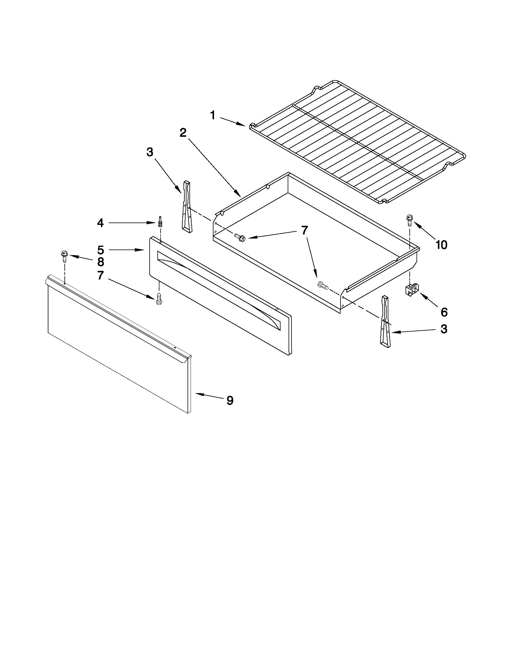 Amana AER5822VCW0 drawer & broiler parts diagram