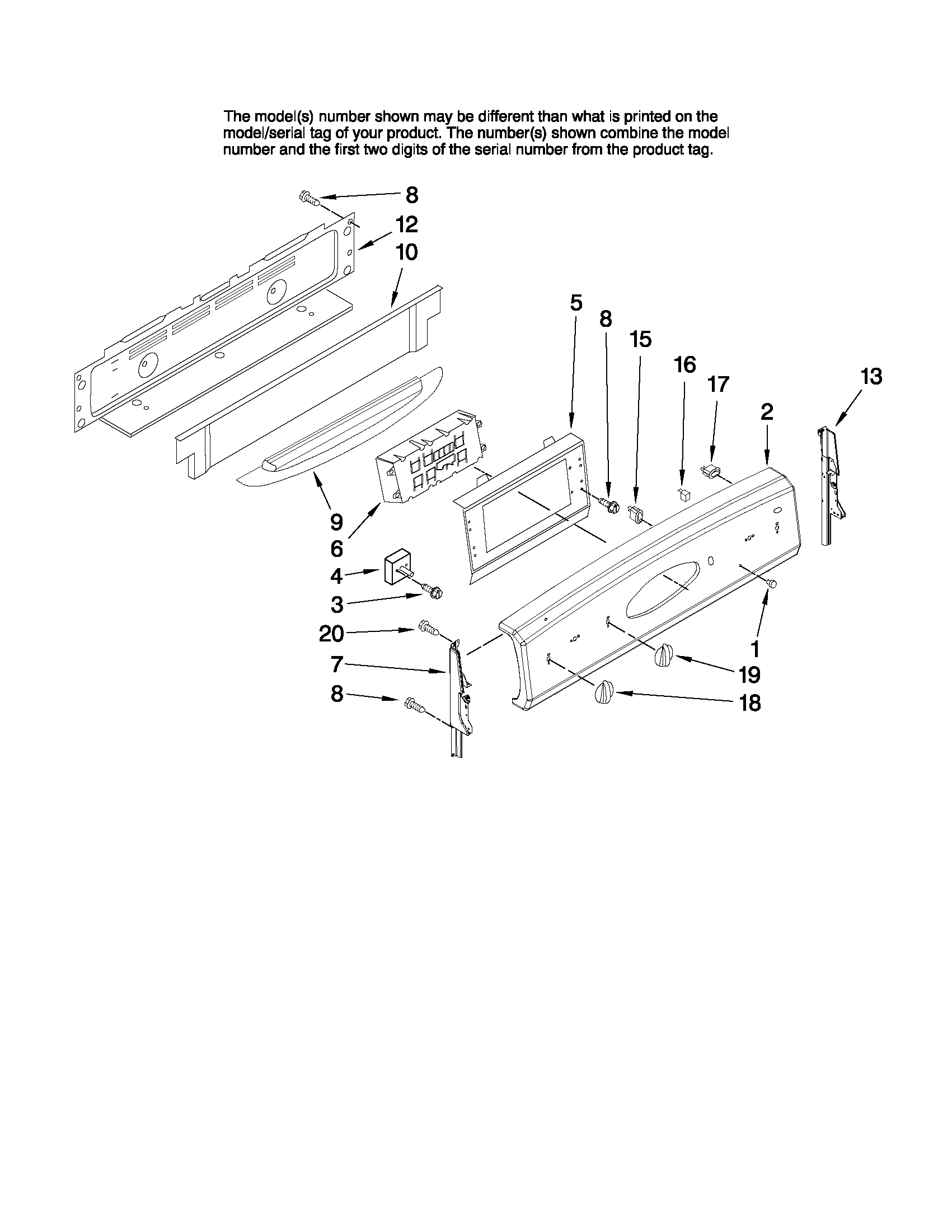 Maytag MERH865RAW1 control panel parts diagram