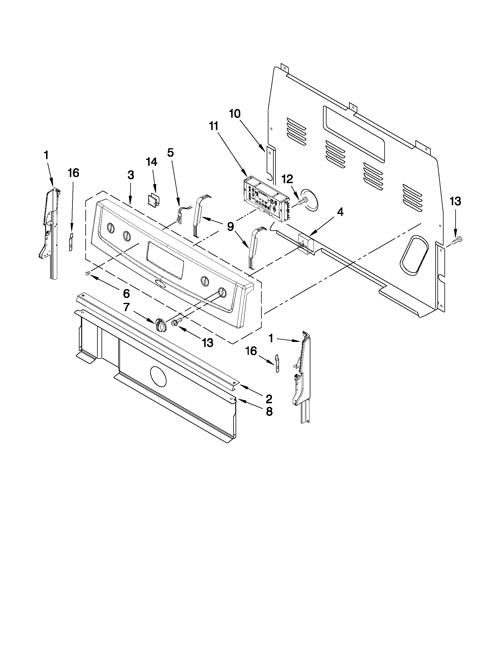 Amana AER5844VAB1 control panel parts diagram