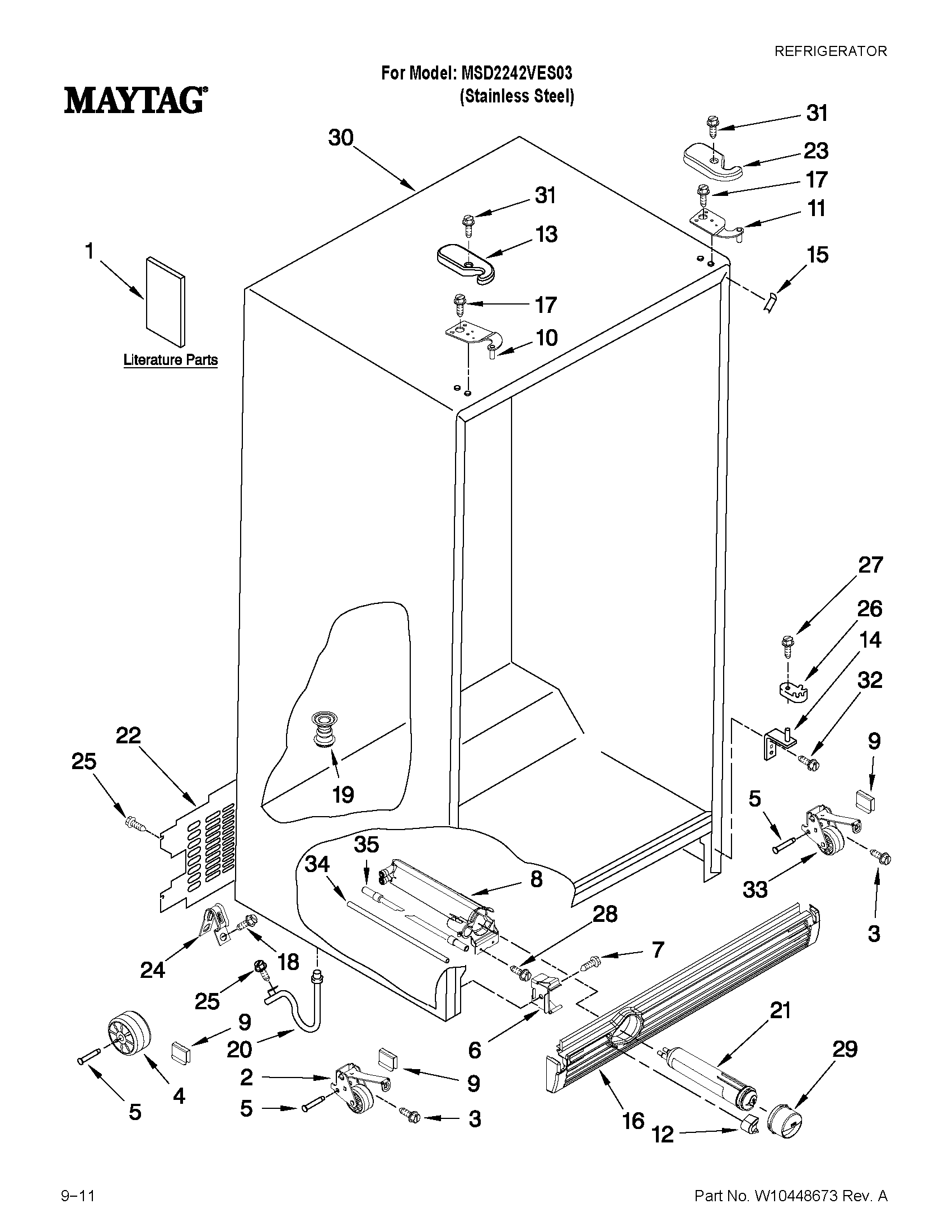 Maytag MSD2242VES03 cabinet parts diagram