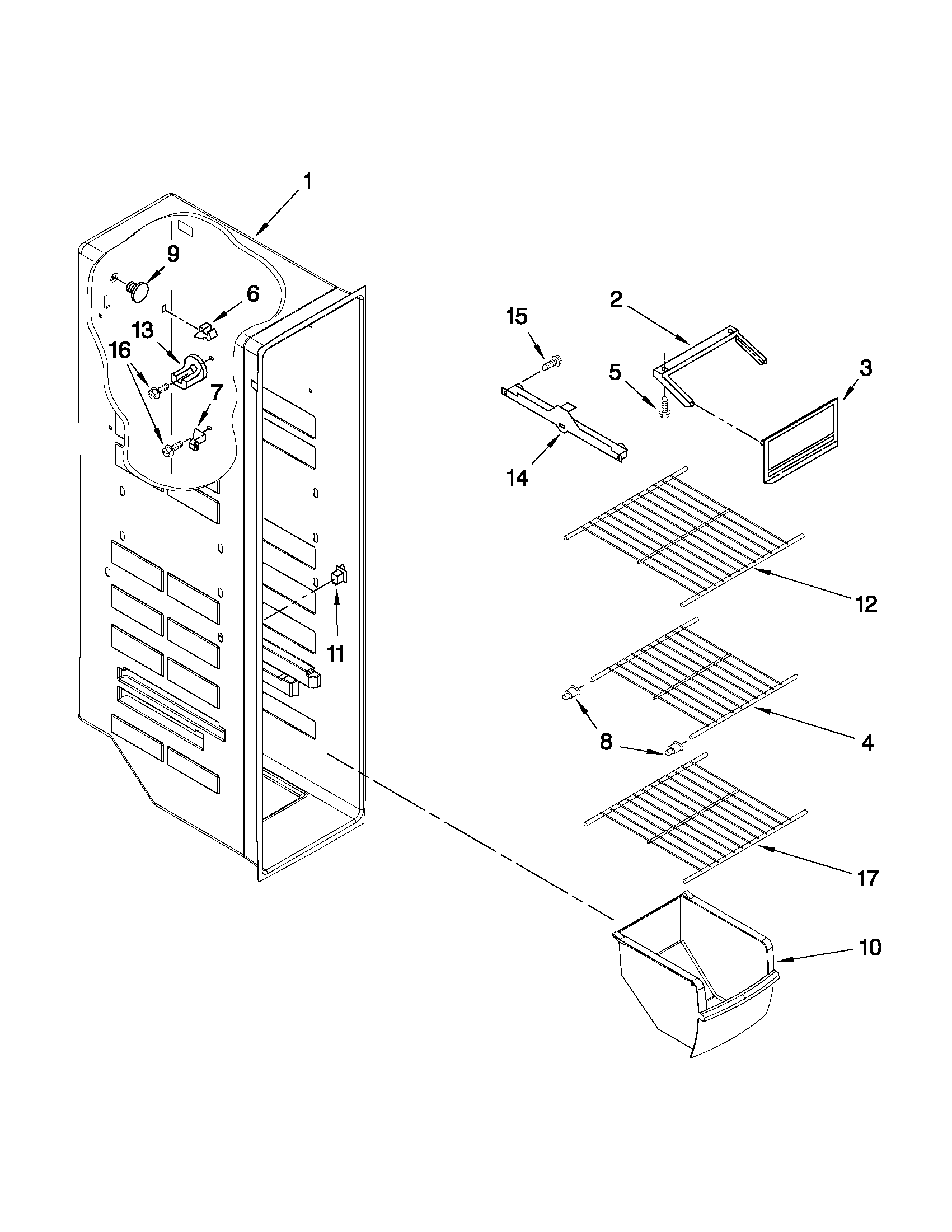 Maytag MSD2242VES03 freezer liner parts diagram