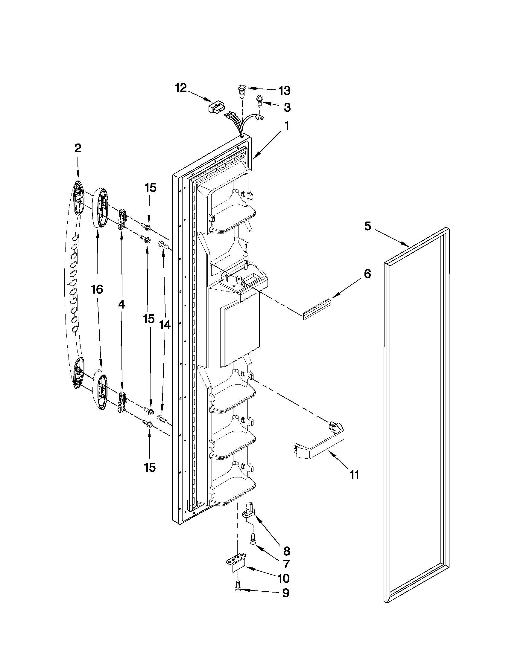 Maytag MSD2242VES03 freezer door parts diagram