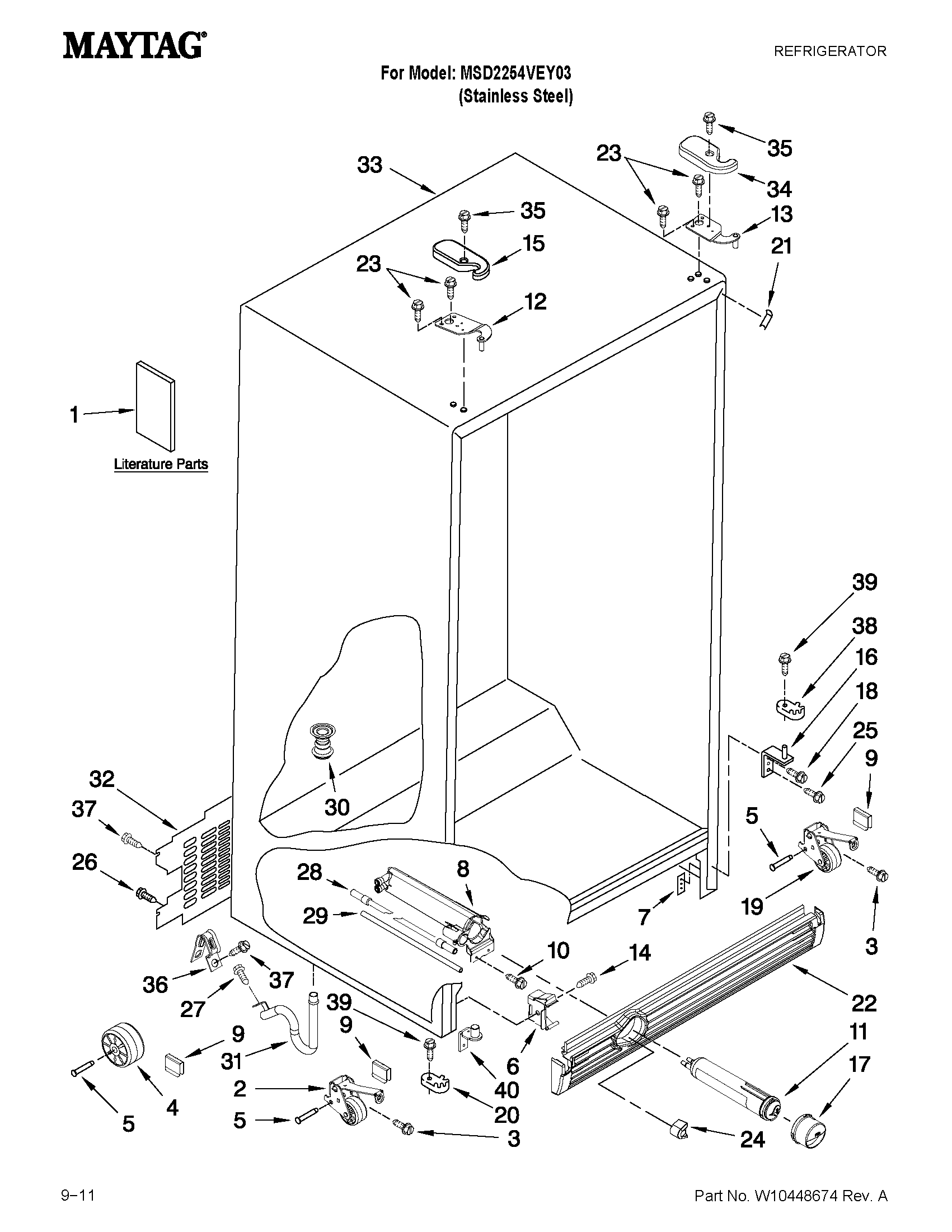 Maytag MSD2254VEY03 cabinet parts diagram
