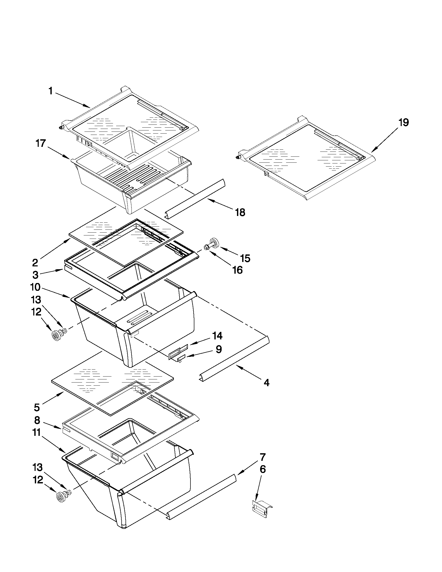 Maytag MSD2254VEY03 refrigerator shelf parts diagram
