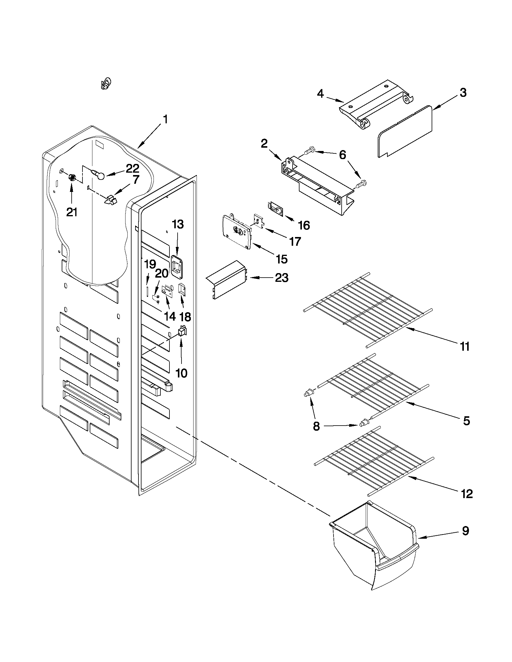 Maytag MSD2254VEY03 freezer liner parts diagram