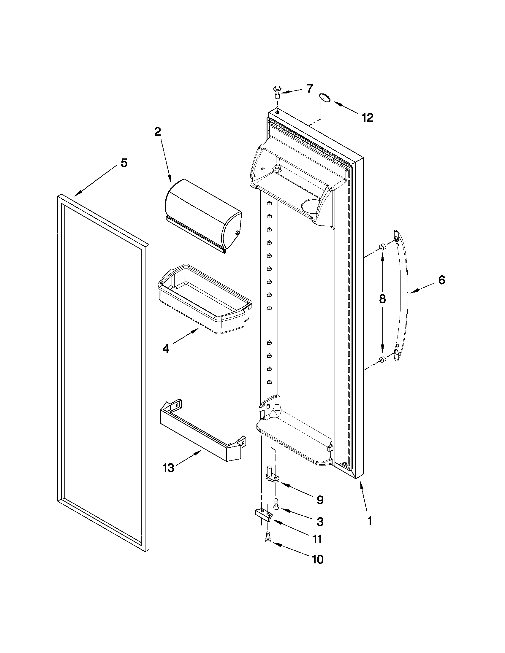 Maytag MSD2254VEY03 refrigerator door parts diagram