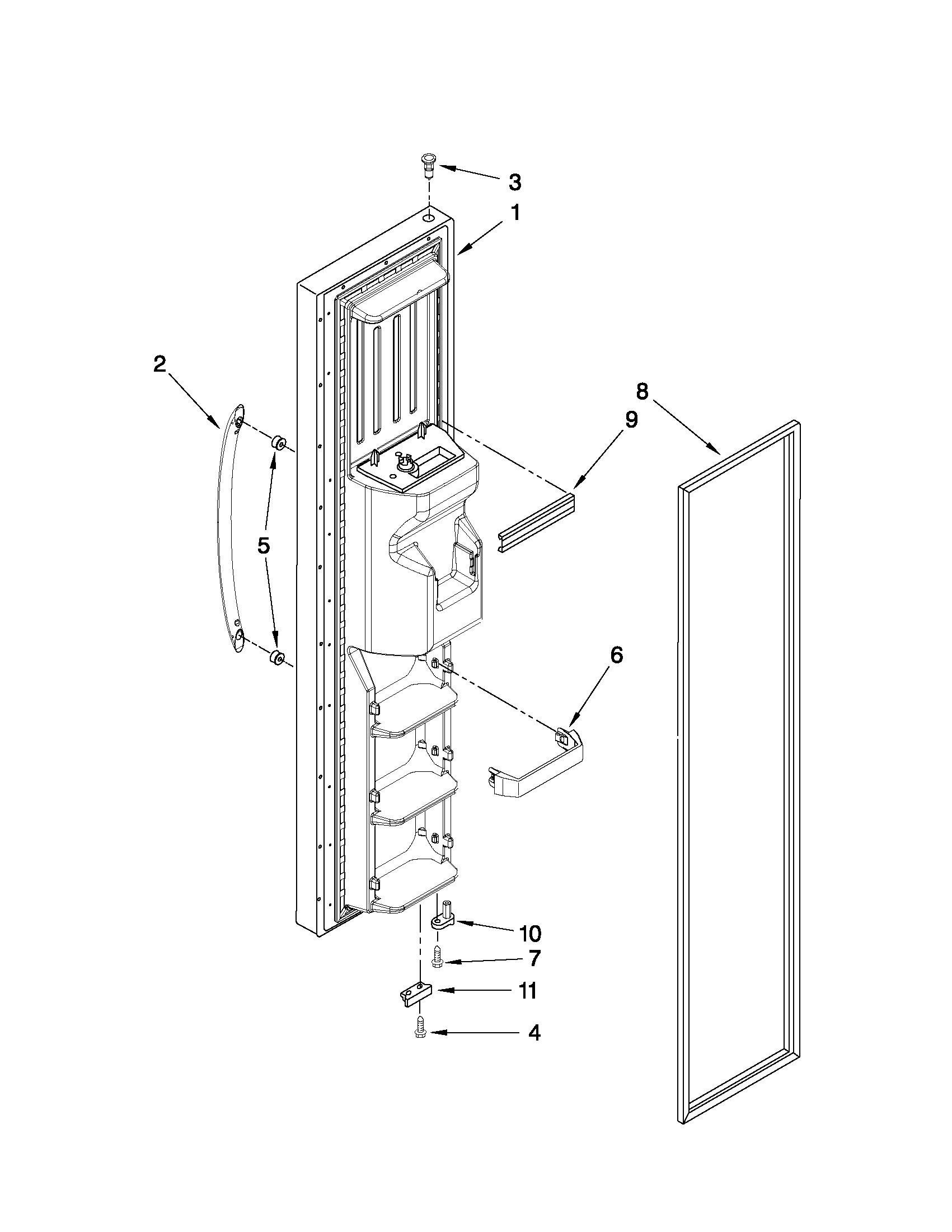 Maytag MSD2254VEY03 freezer door parts diagram