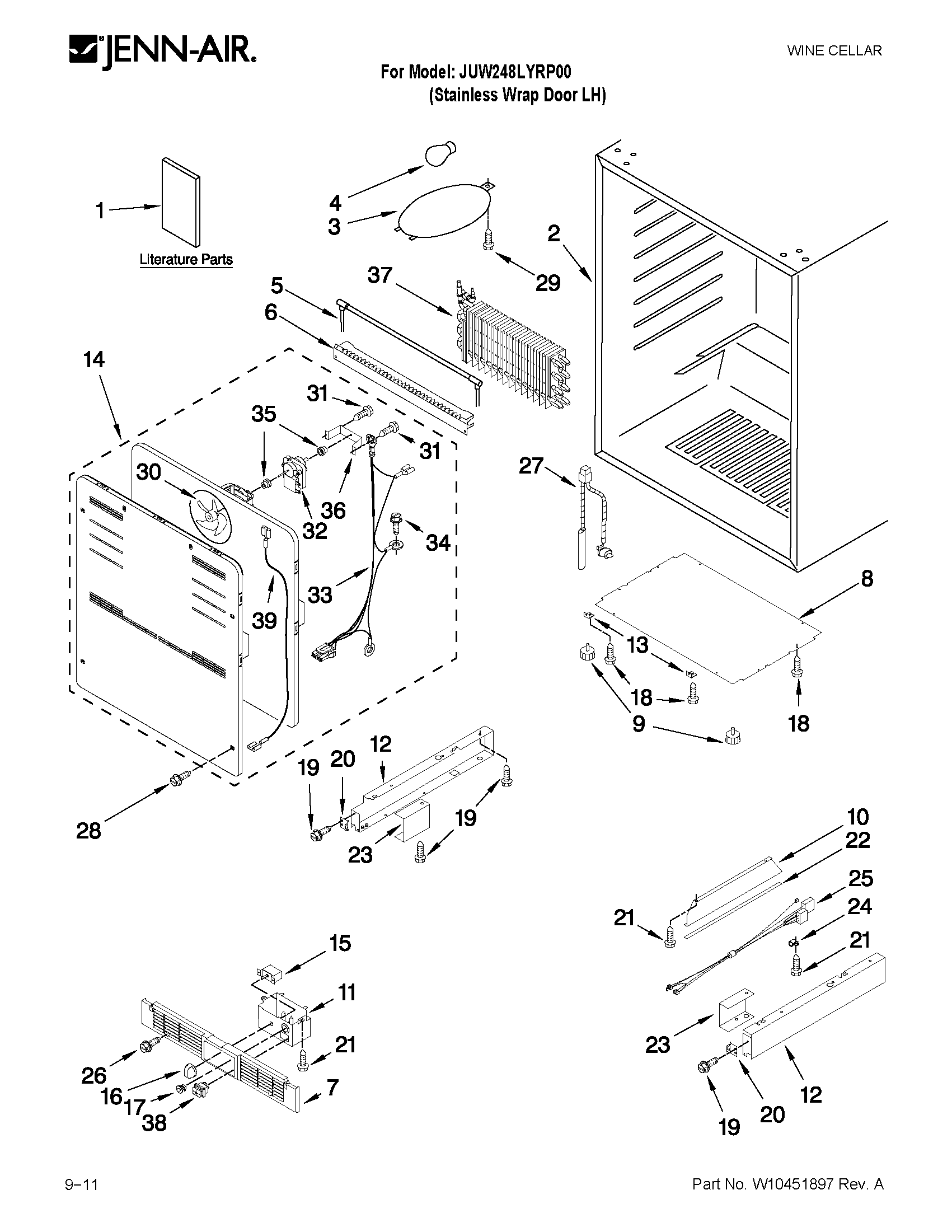 Jenn-Air JUW248LYRP00 cabinet parts diagram