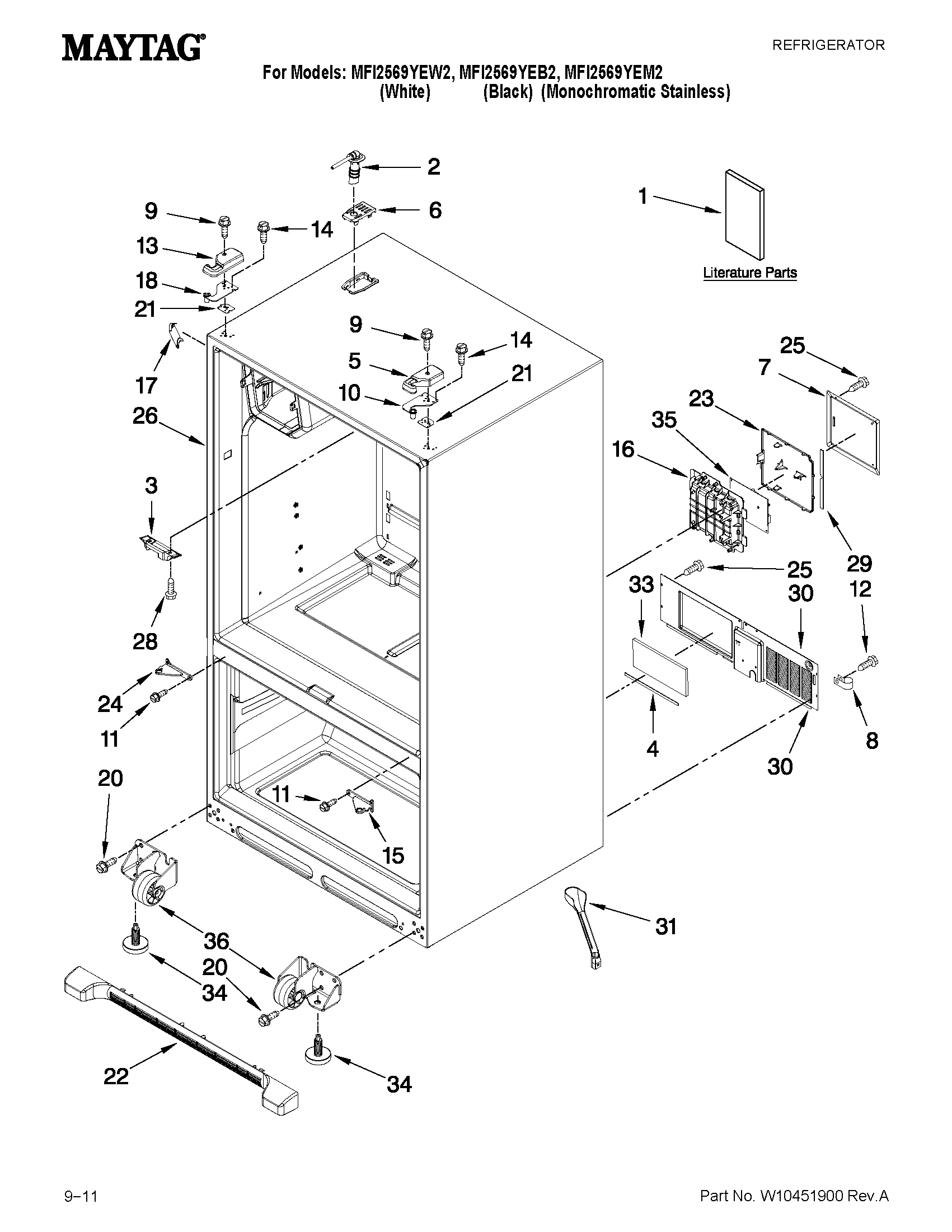 Maytag MFI2569YEM2 cabinet parts diagram