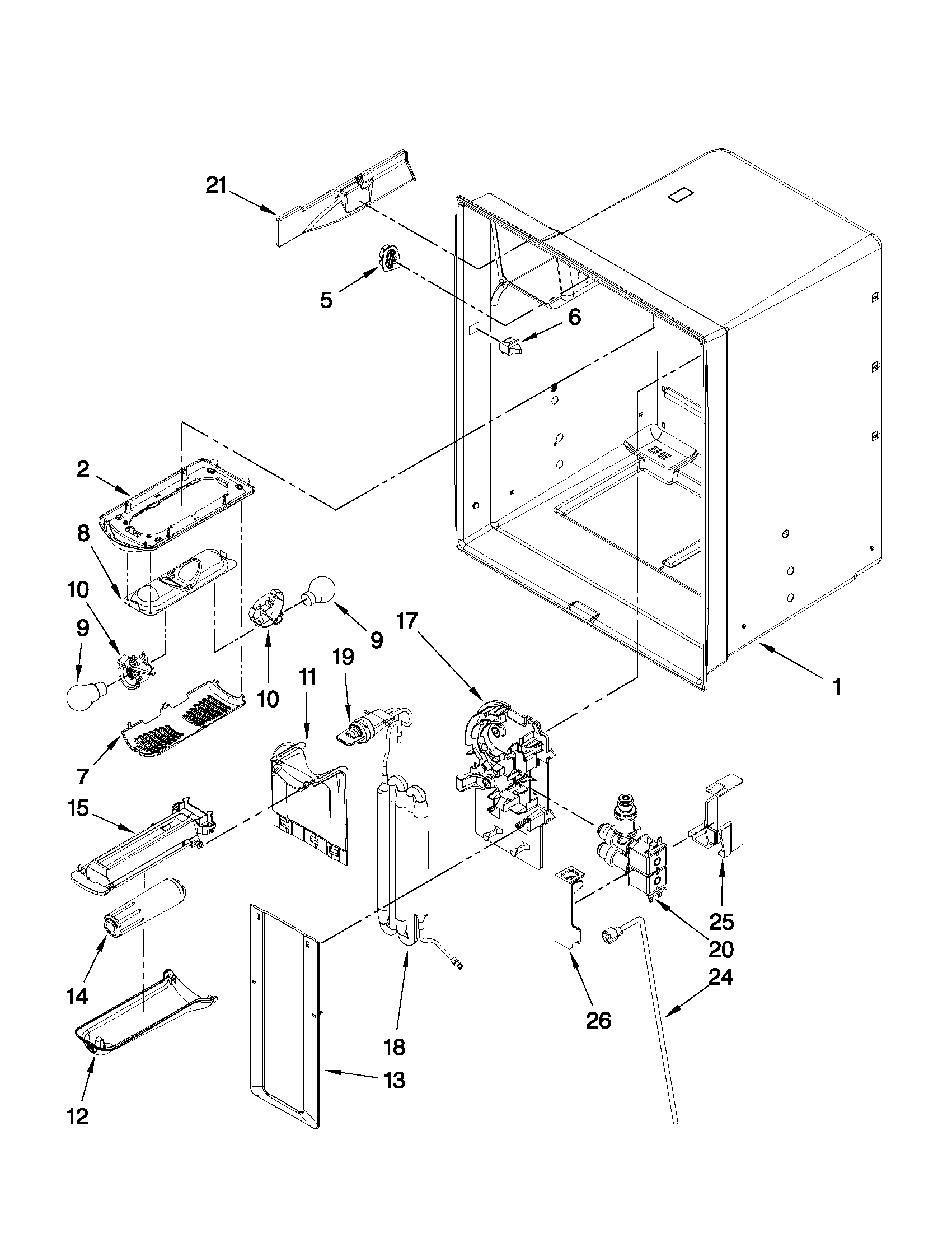 Maytag MFI2569YEM2 refrigerator liner parts diagram