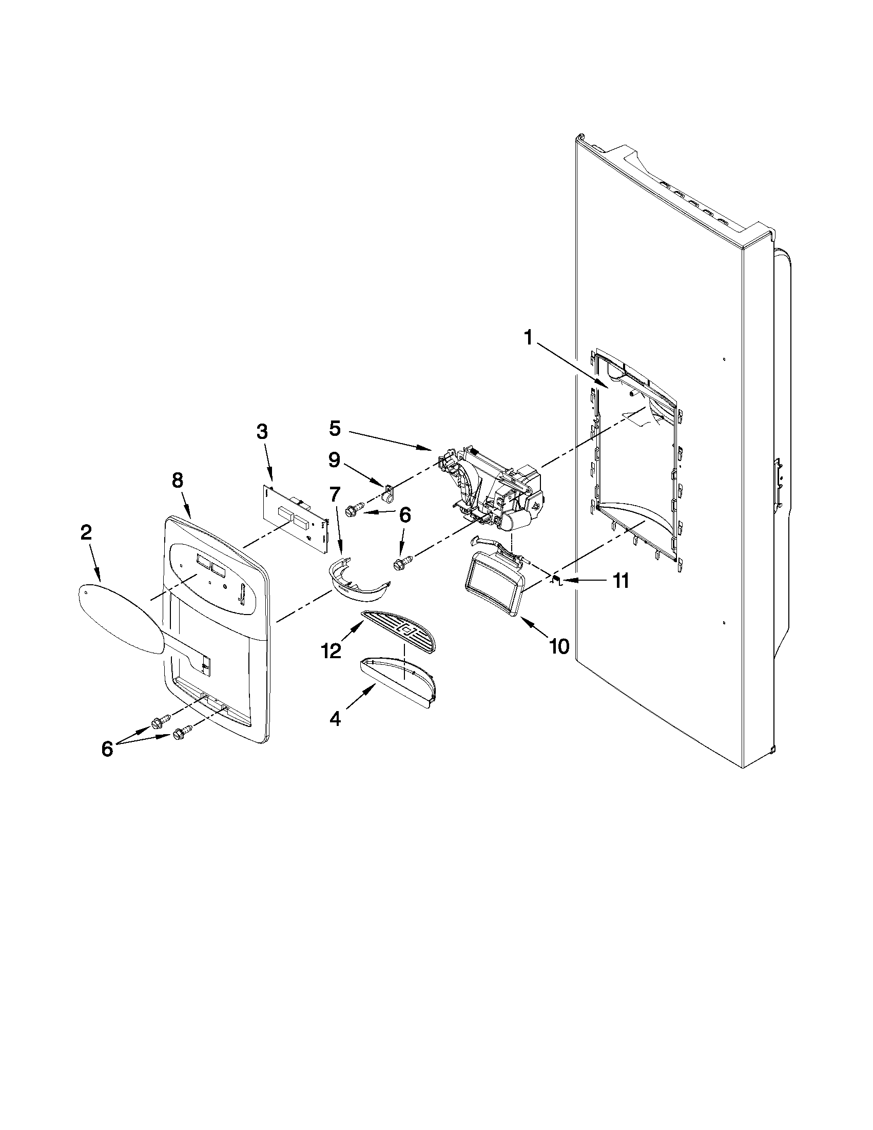 Maytag MFI2569YEM2 dispenser front parts diagram