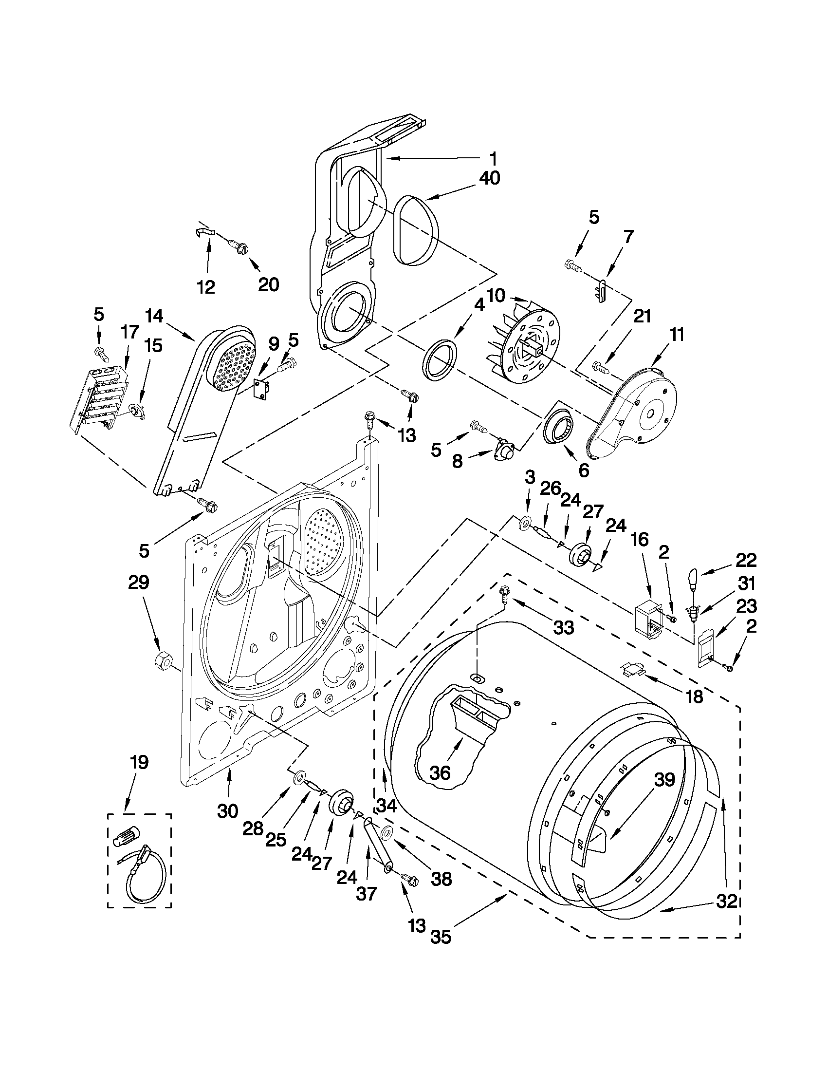 Whirlpool WED4800XQ0 bulkhead parts diagram