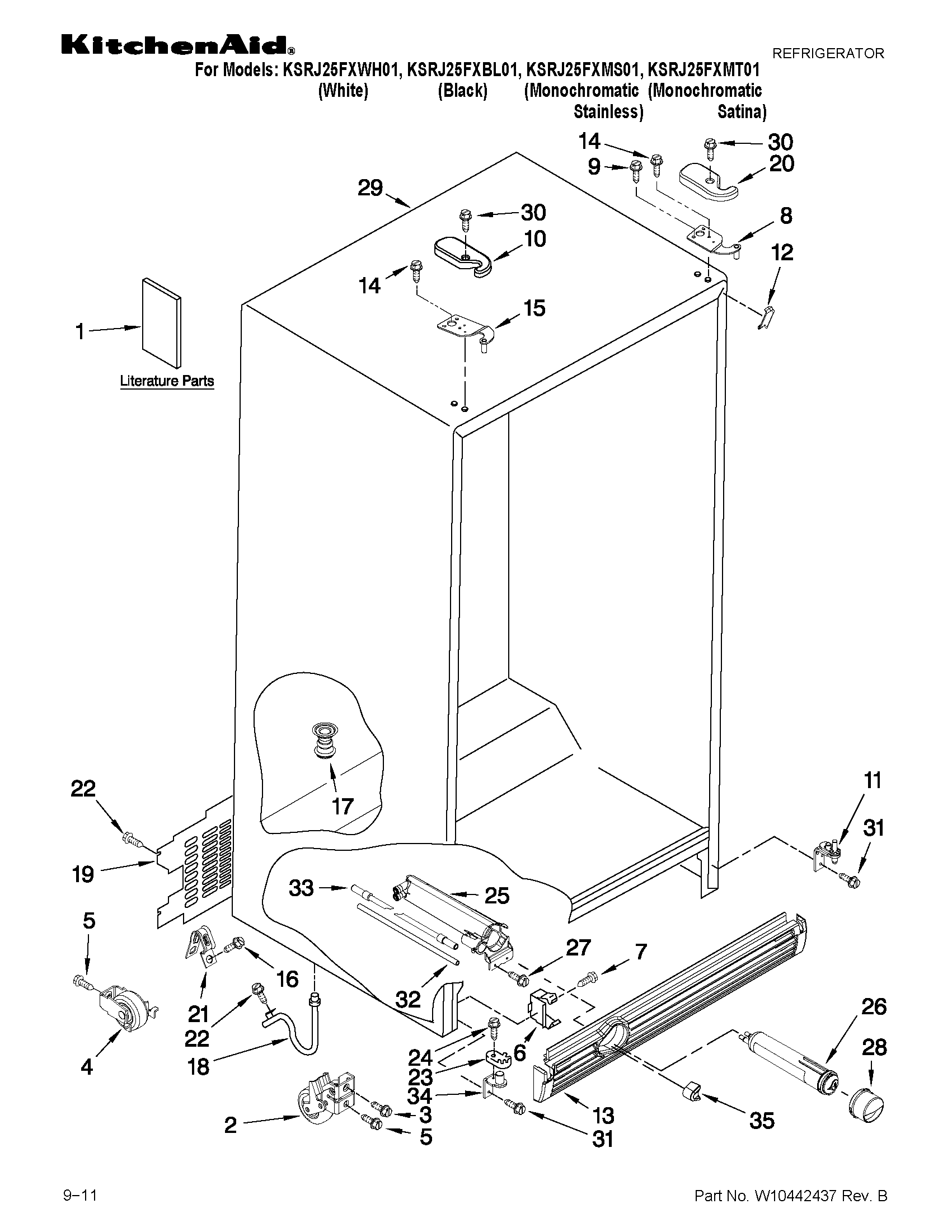 KitchenAid KSRJ25FXMS01 cabinet parts diagram