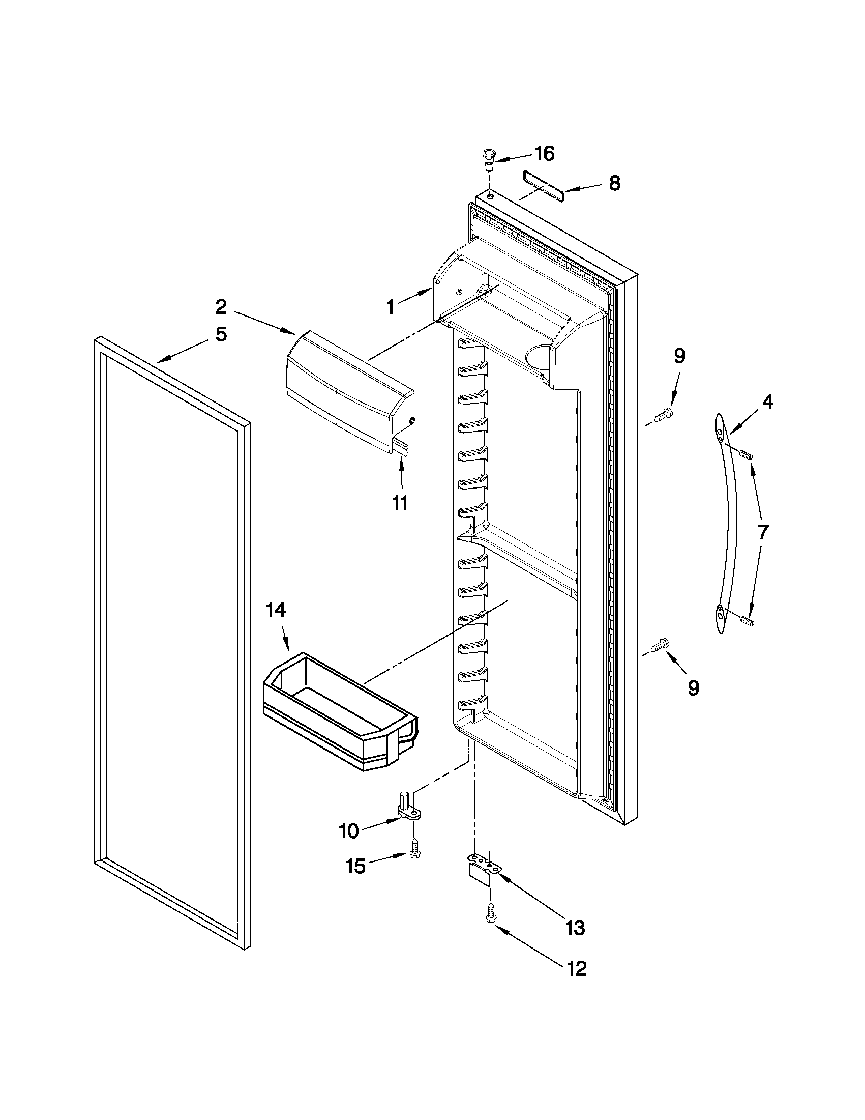 KitchenAid KSRJ25FXMS01 refrigerator door parts diagram