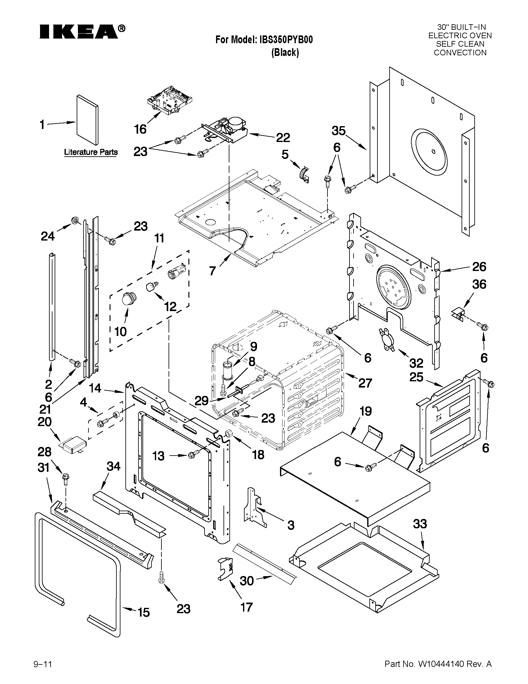 Ikea IBS350PYB00 oven parts diagram