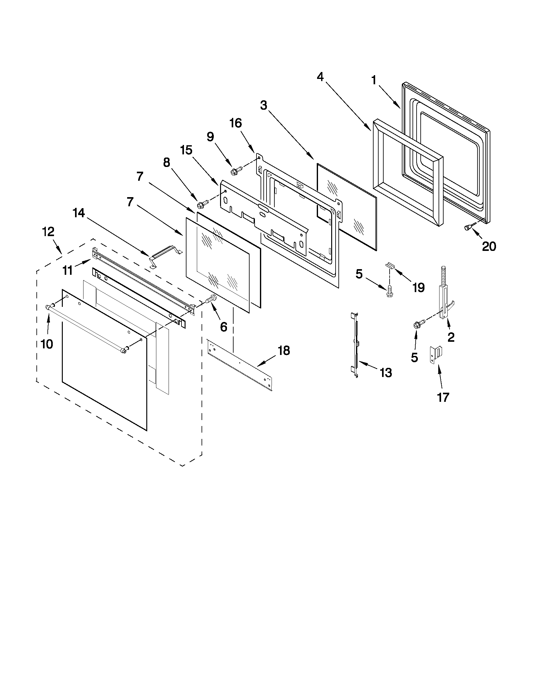 Ikea IBS350PYB00 oven door parts diagram