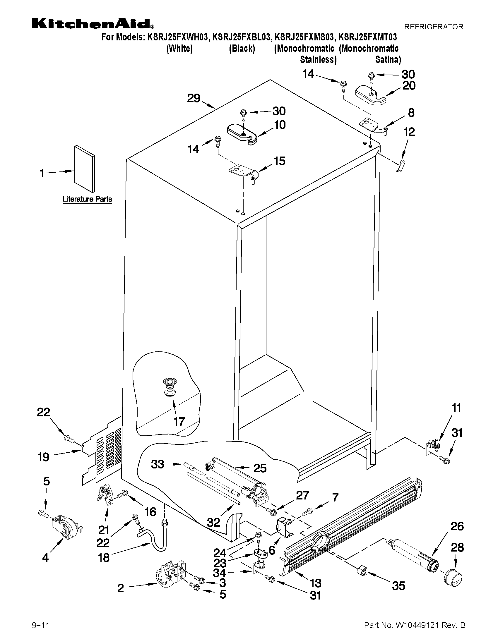 KitchenAid KSRJ25FXMT03 cabinet parts diagram