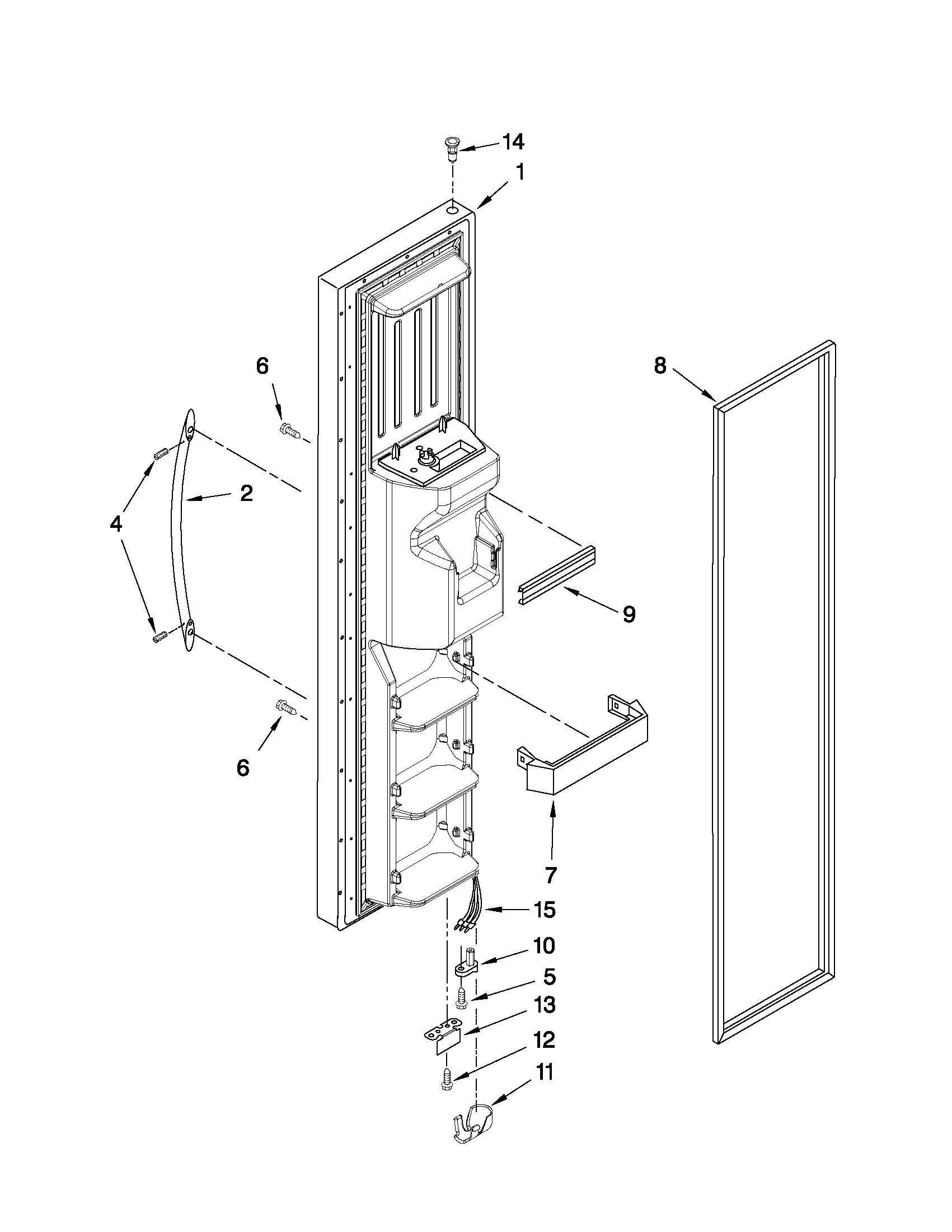 KitchenAid KSRJ25FXMT03 freezer door parts diagram