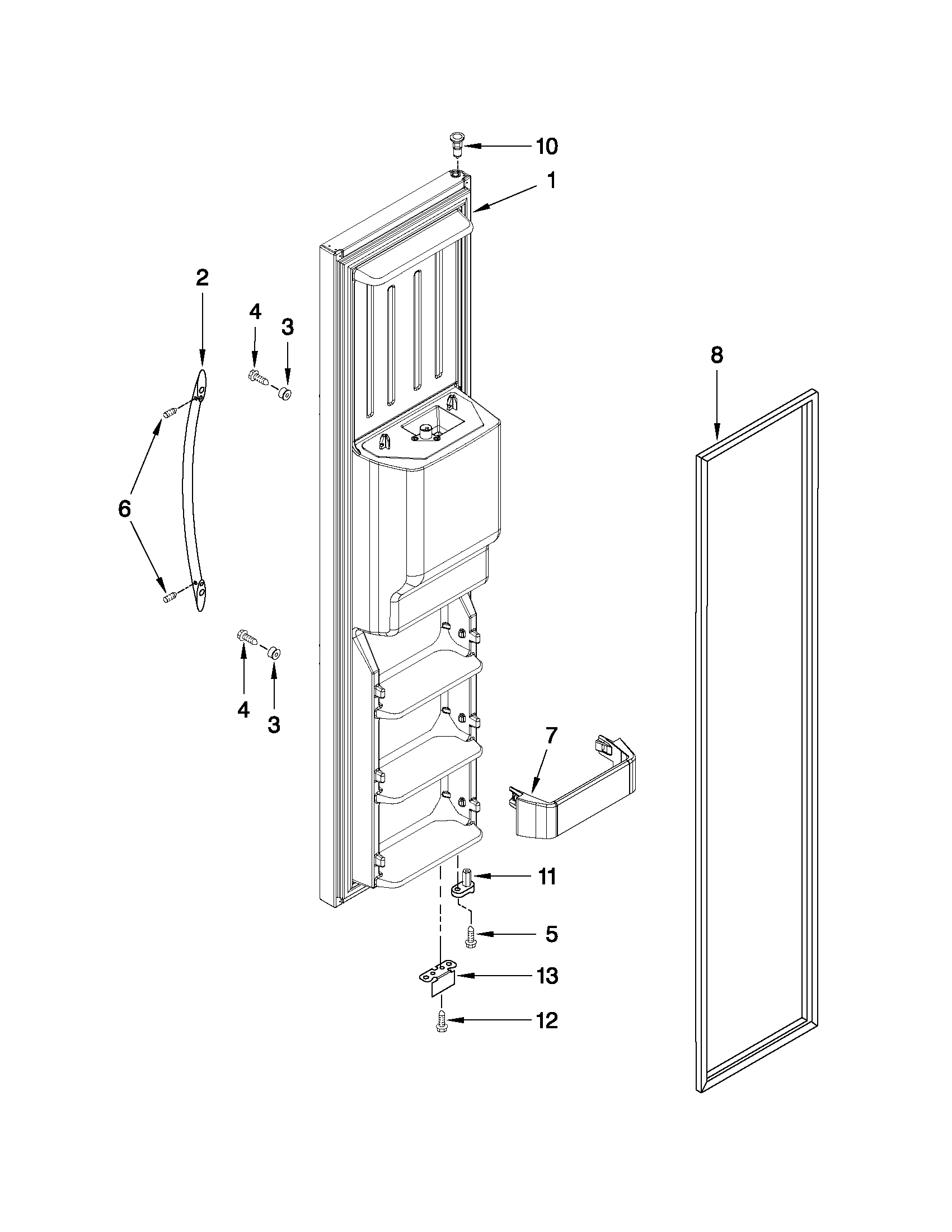 KitchenAid KSCS23FVWH03 freezer door parts diagram