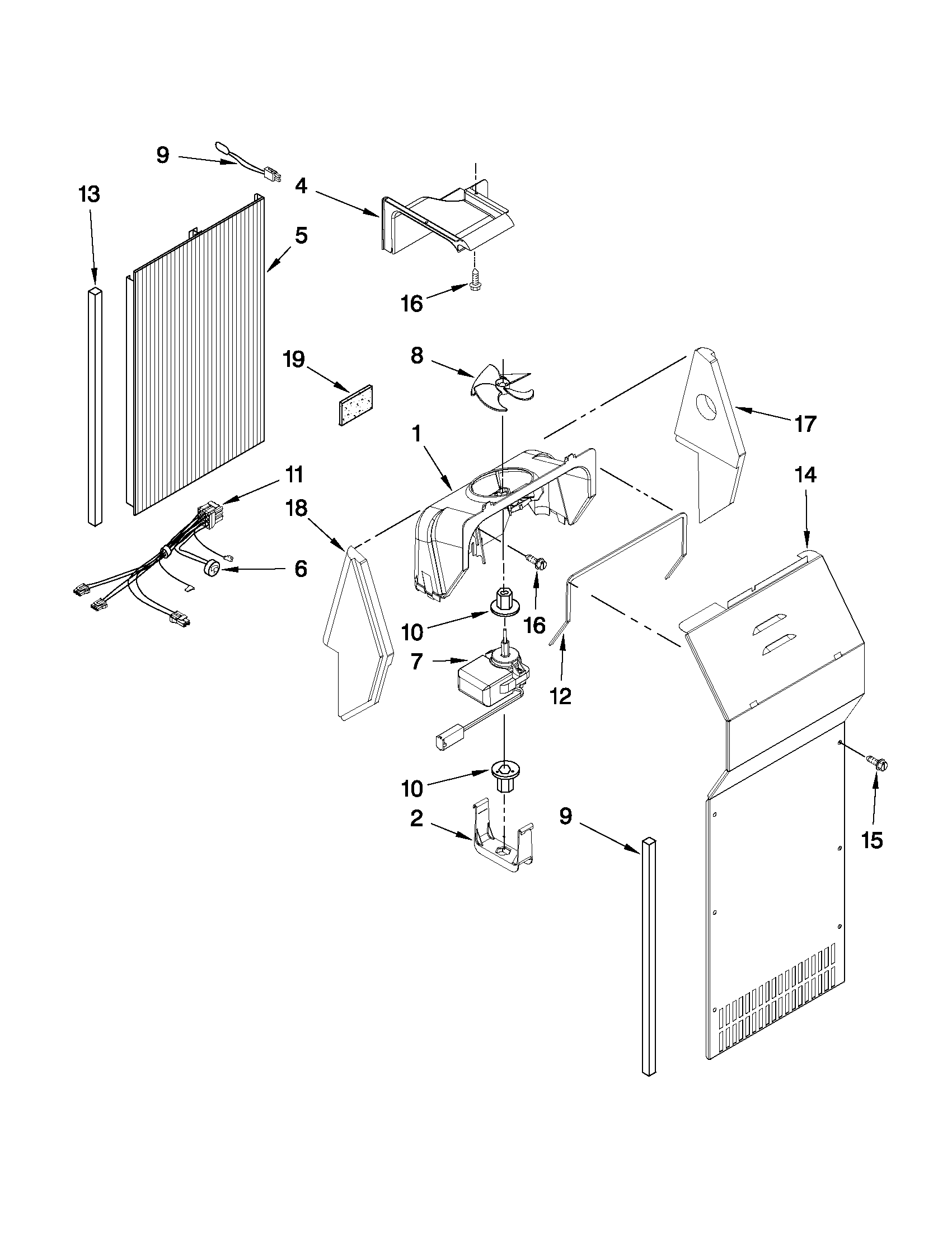 KitchenAid KSCS23FVWH03 air flow parts diagram