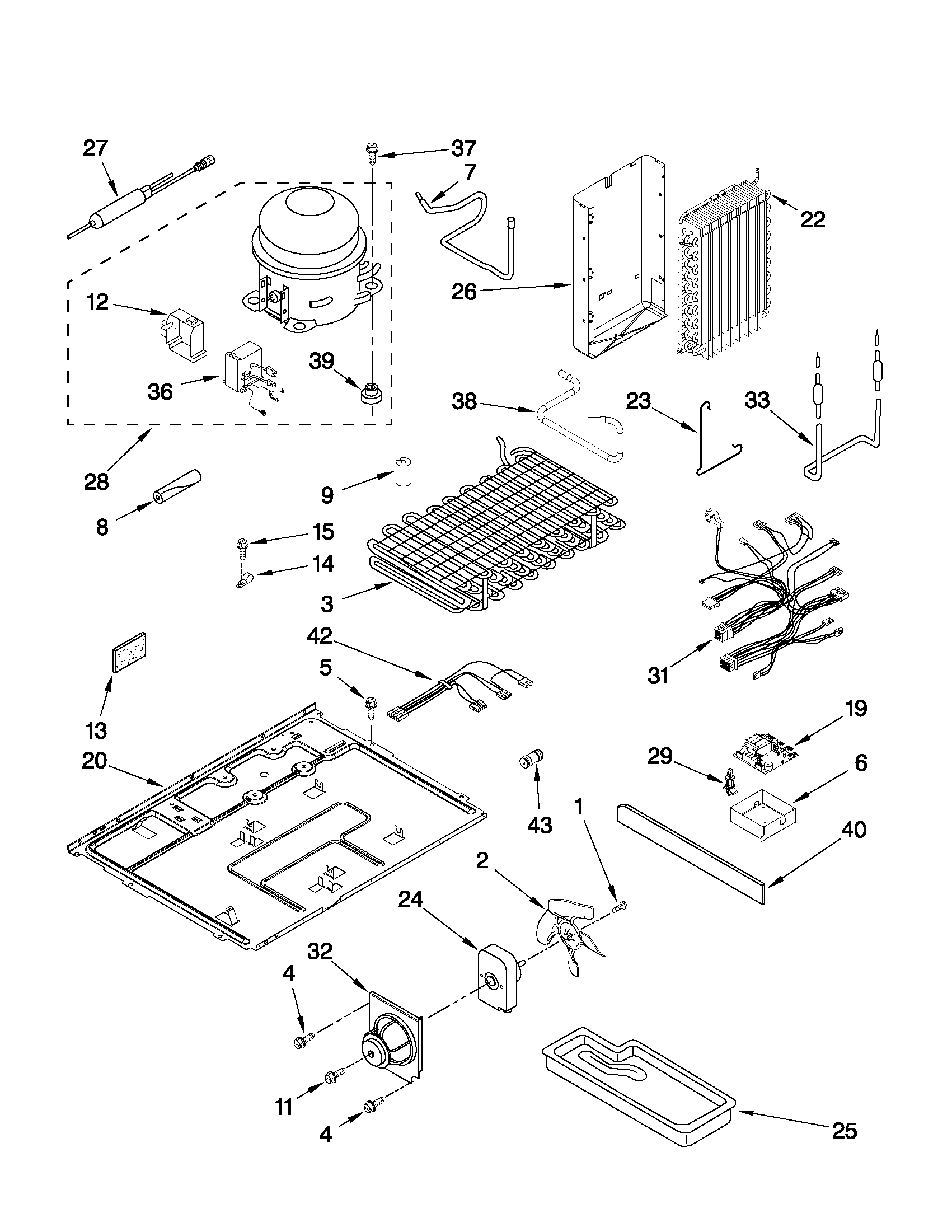 KitchenAid KSCS23FVWH03 unit parts diagram