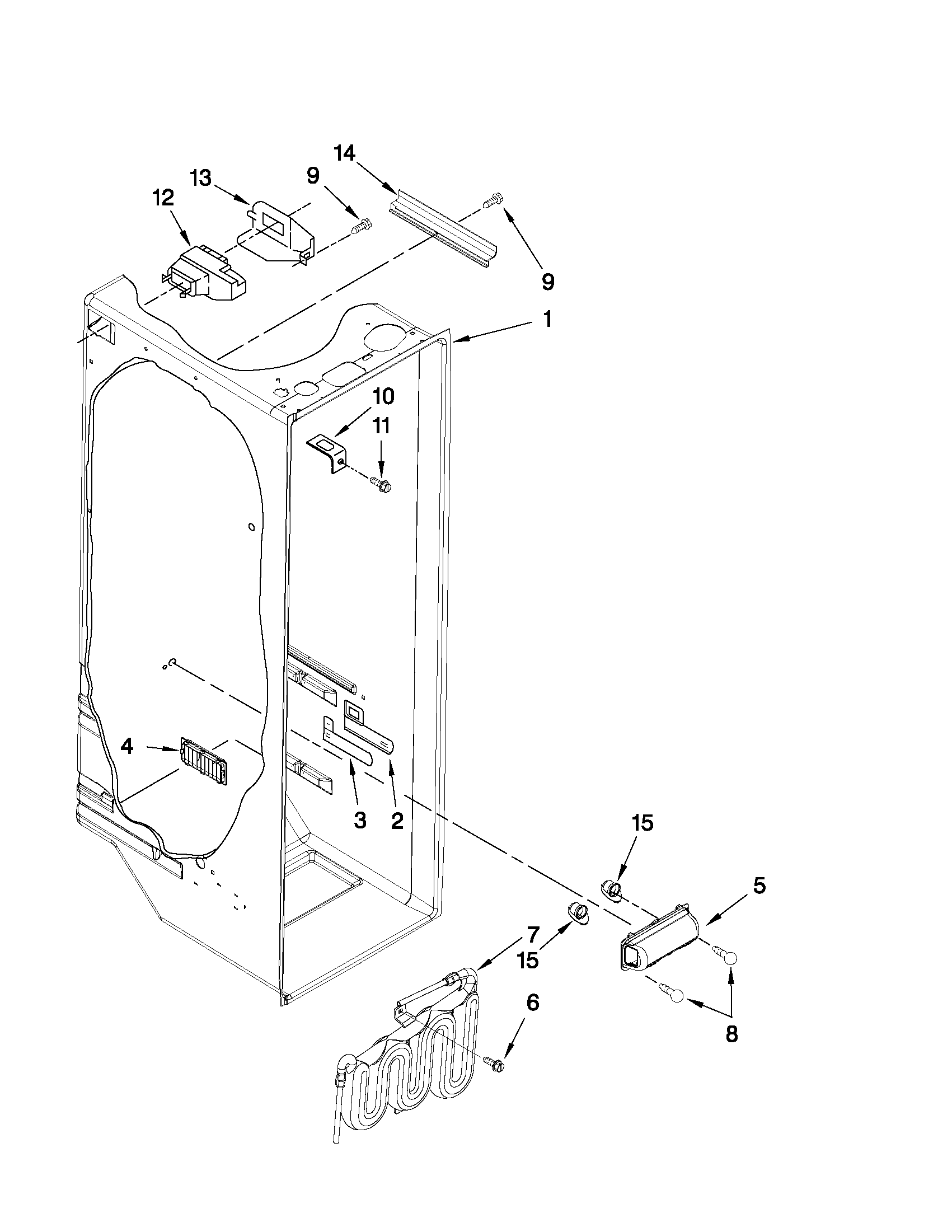 Whirlpool ED5LHAXWQ02 refrigerator liner parts diagram