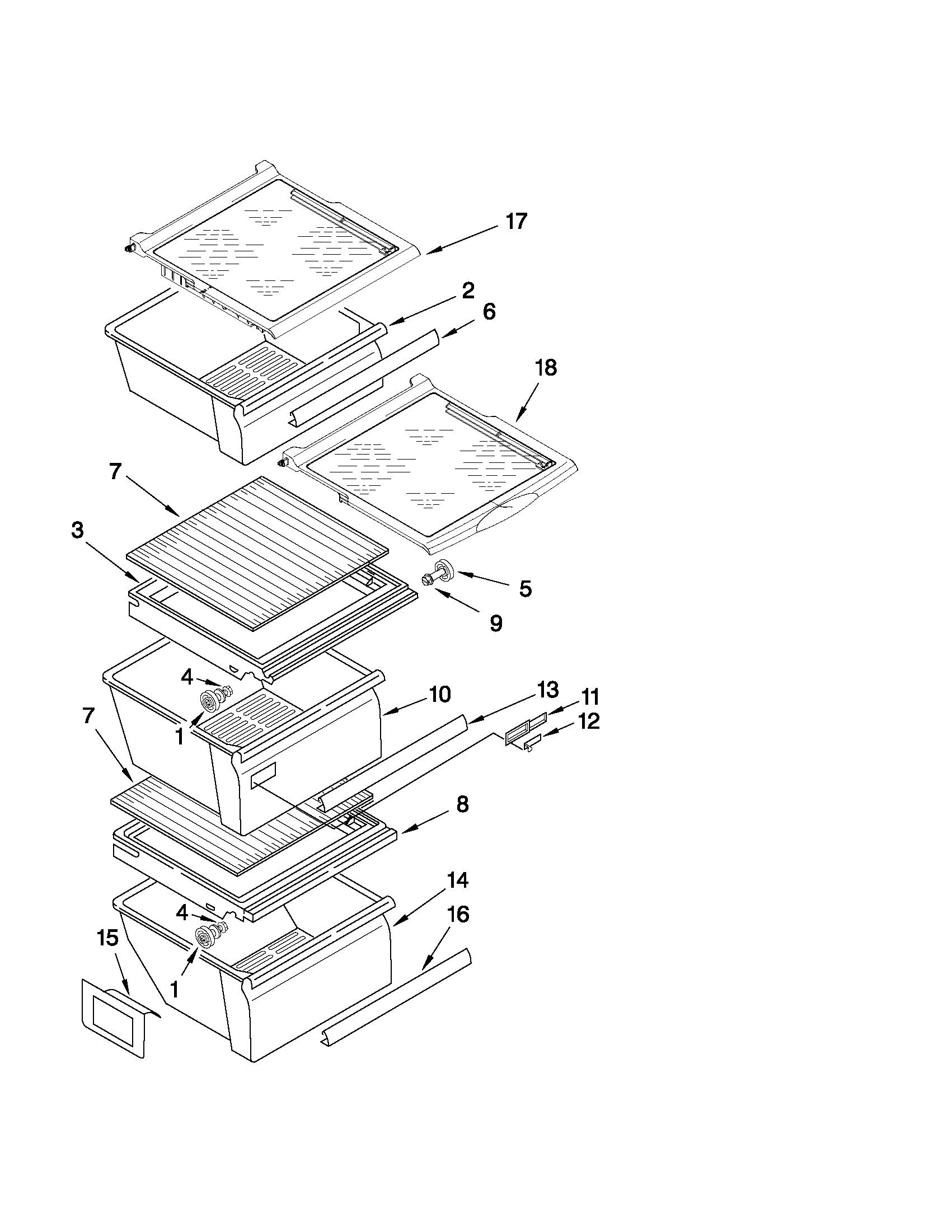 Whirlpool ED5LHAXWQ02 refrigerator shelf parts diagram