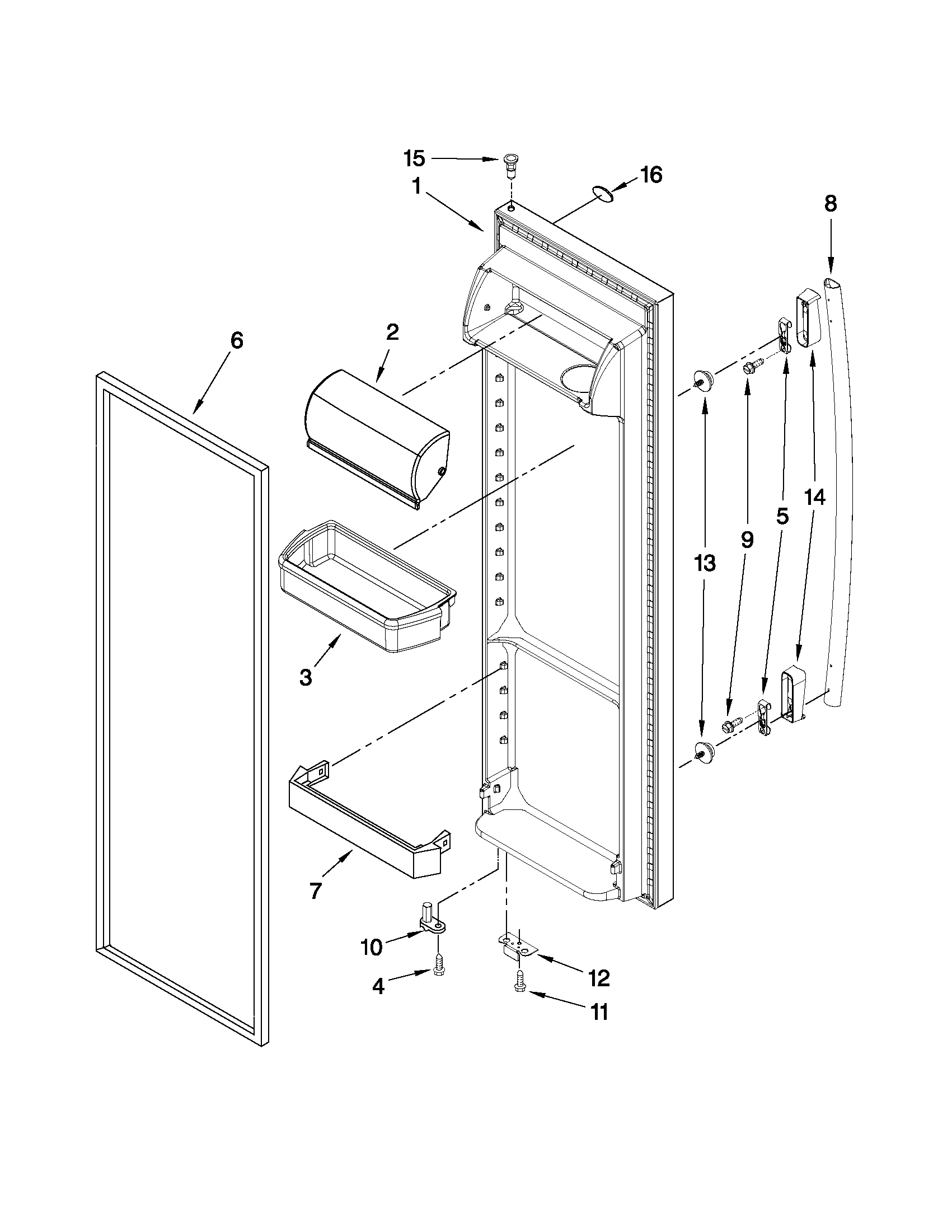 Whirlpool ED5LHAXWQ02 refrigerator door parts diagram