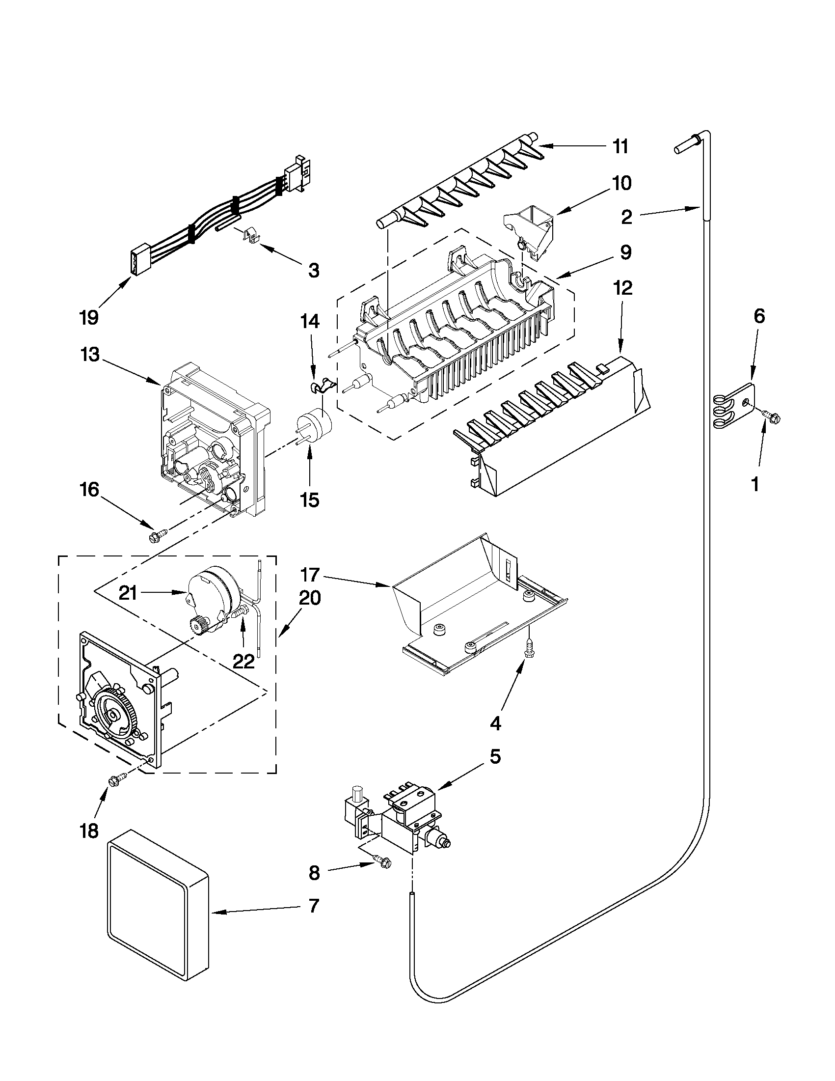 Whirlpool ED5LHAXWQ02 icemaker parts diagram