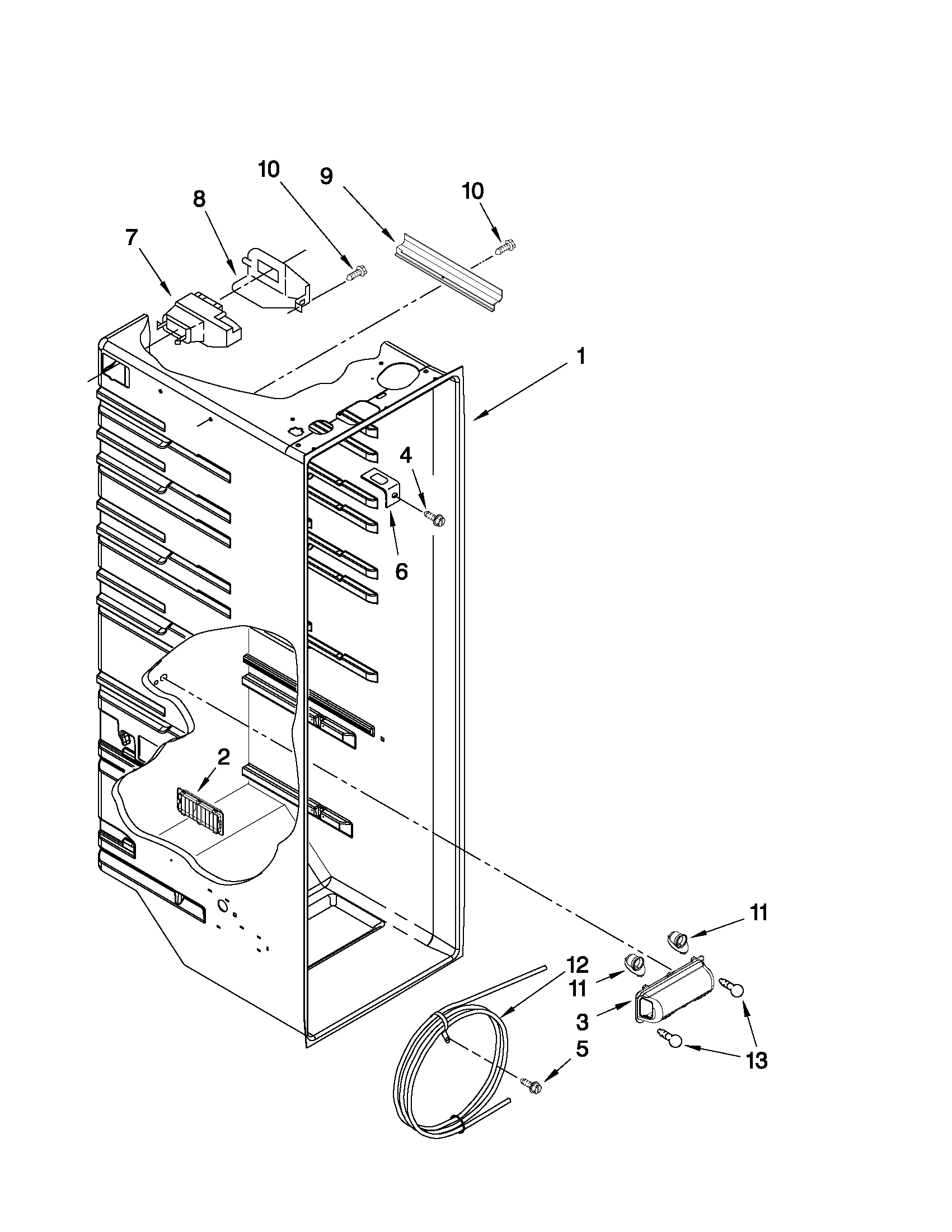 Whirlpool ED5KVEXVB04 refrigerator liner parts diagram